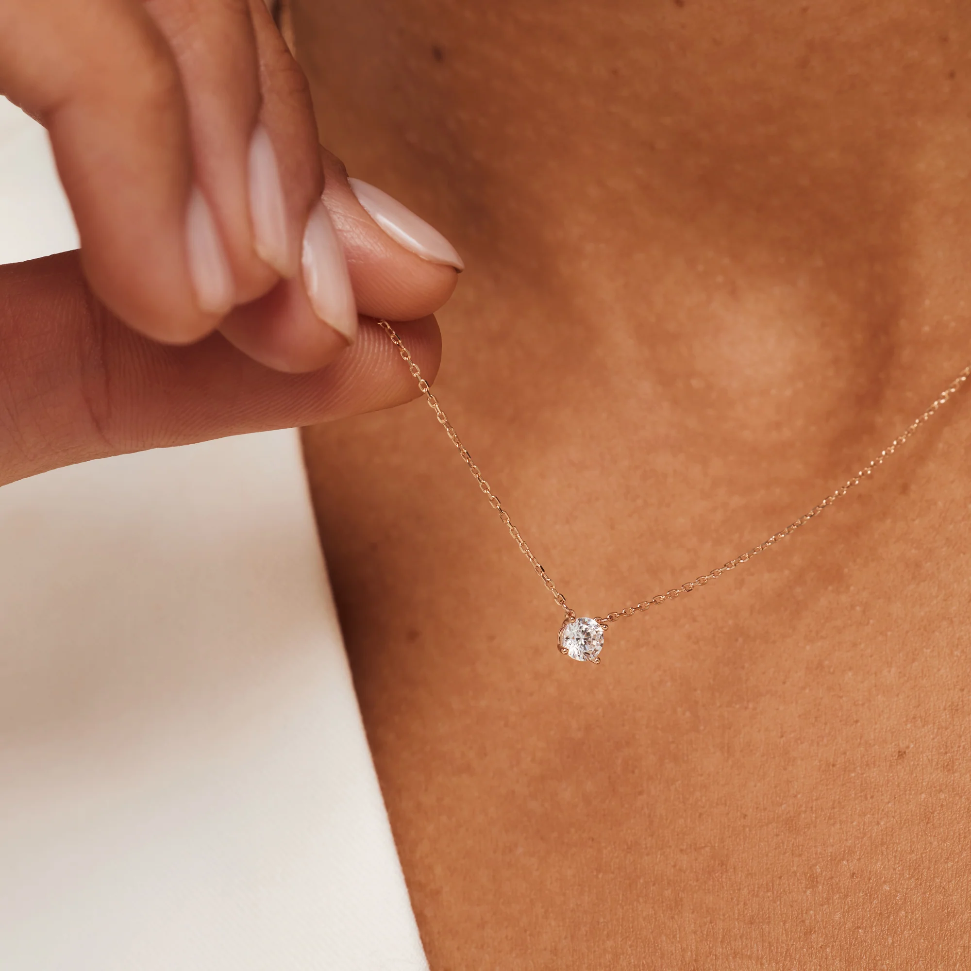 La Concorde Garance 14 karat rose gold necklace with zirconia stone - Image 2