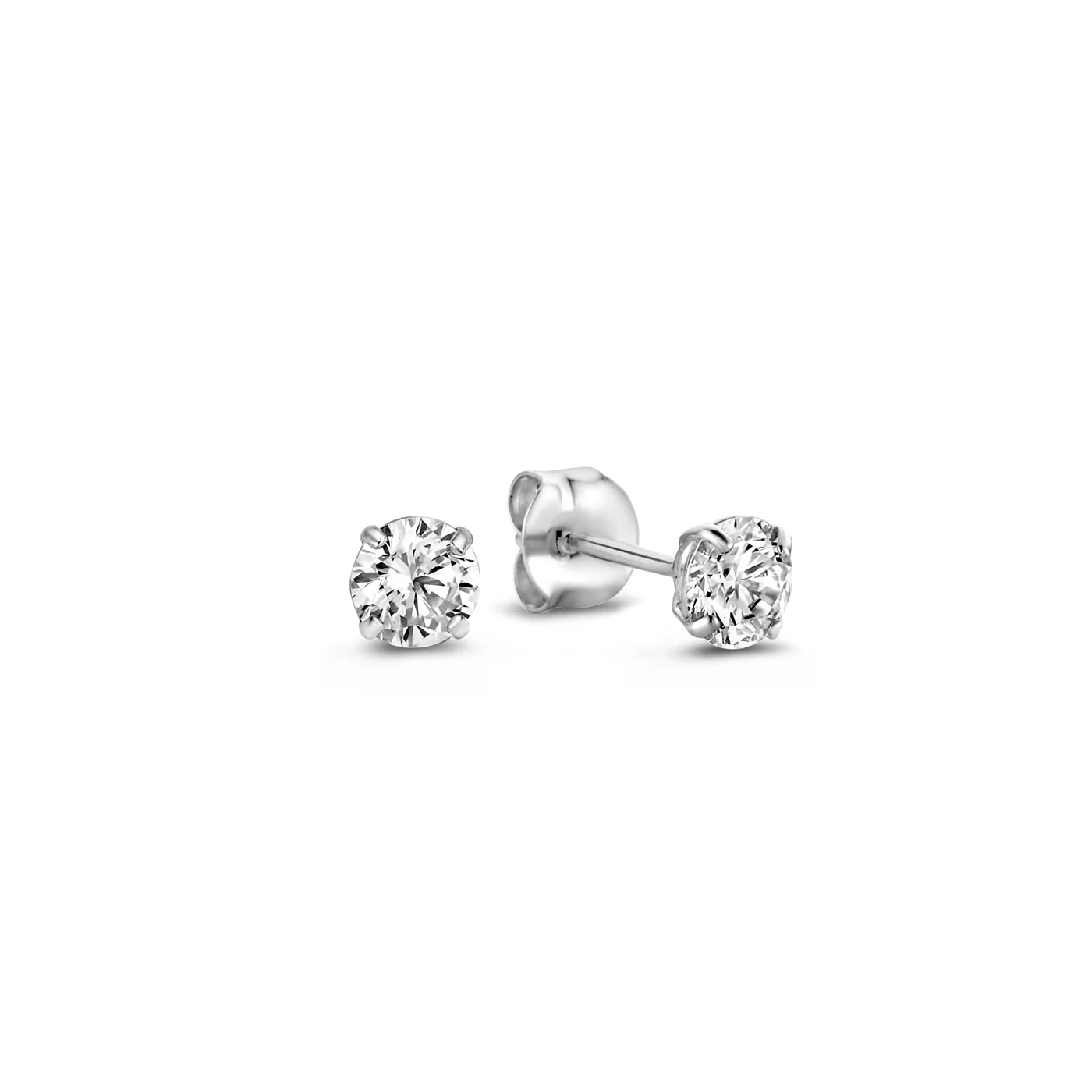 Saint Germain Lourdes 14 karat white gold ear studs with zirconia