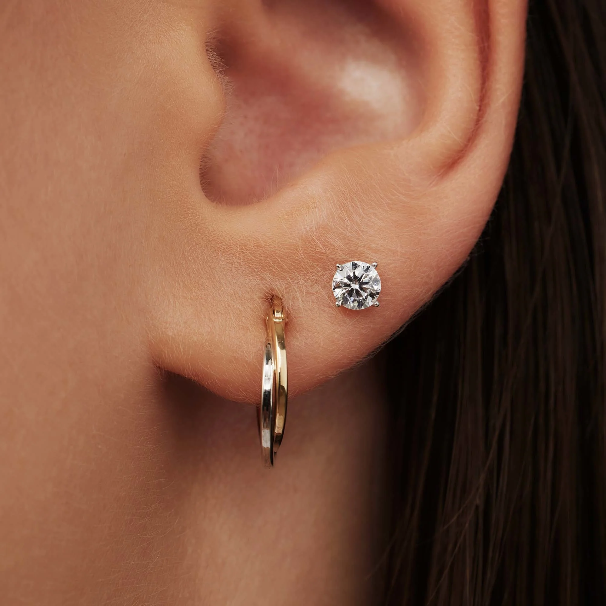 Saint Germain Lourdes 14 karat white gold ear studs with zirconia - Image 3