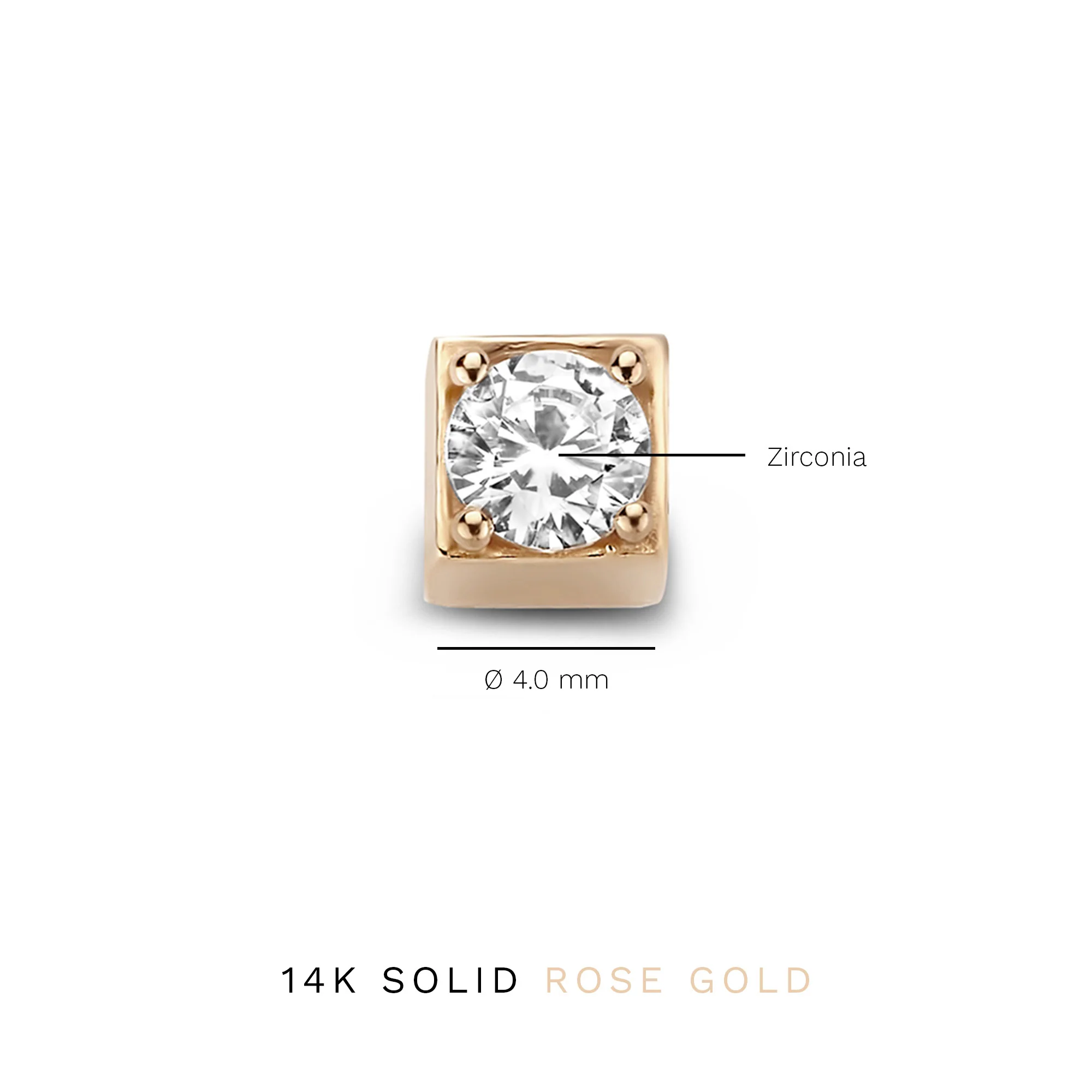 La Concorde Felie 14 karat rose gold cube charm with zirconia stone - Image 7