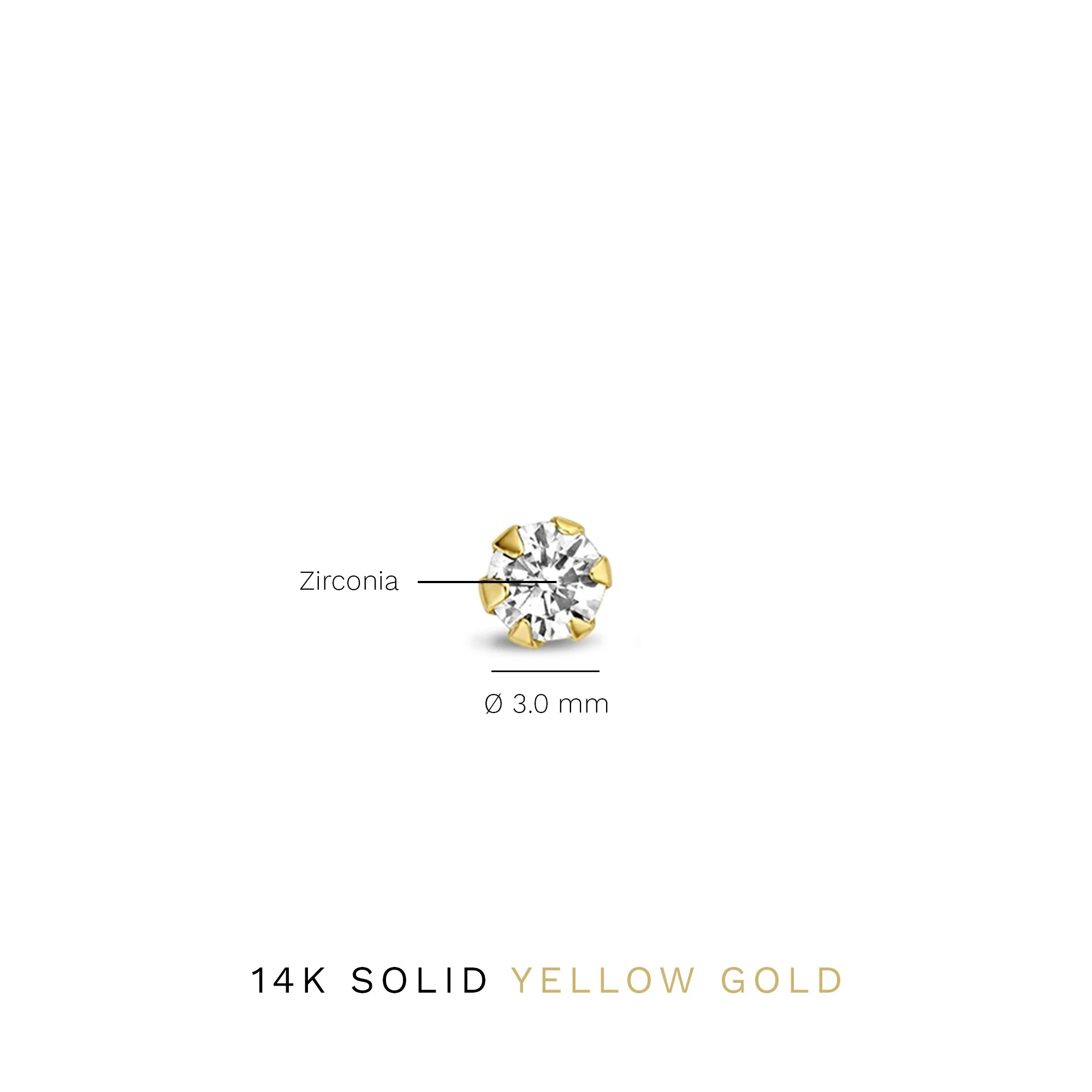 Le Marais De Buci 14 karat gold ear studs with zirconia stones - Image 5
