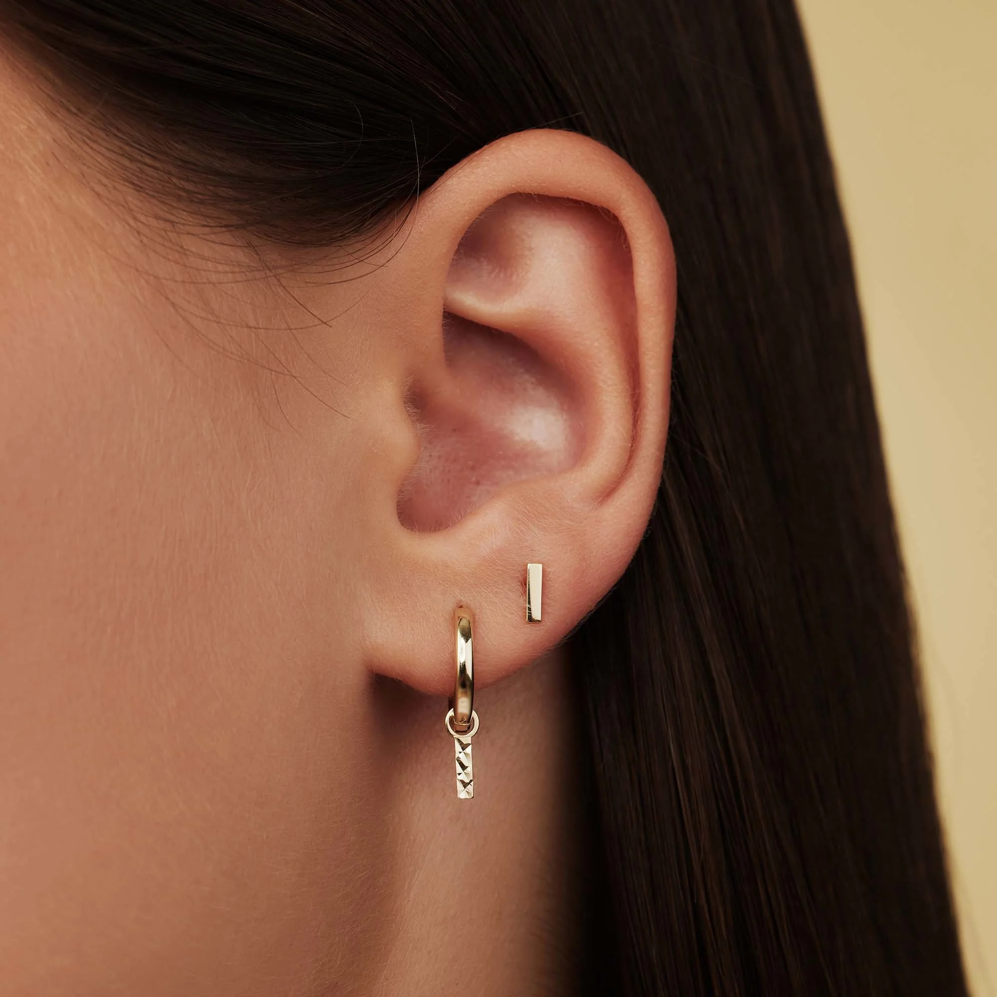 Monceau Josephine 14 karat gold stud ear studs with rod - Image 2