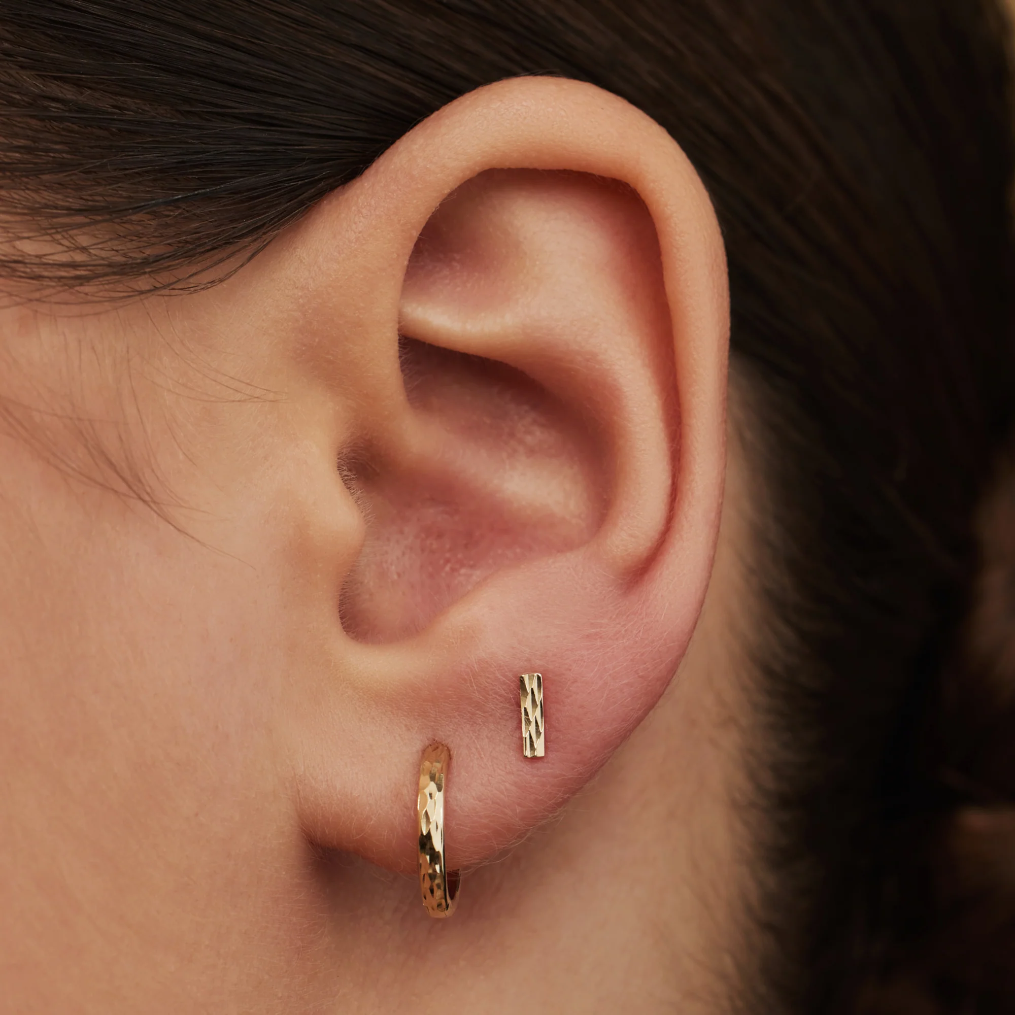 Rivoli Laura 14 karat gold stud ear studs with diamond cut - Image 2