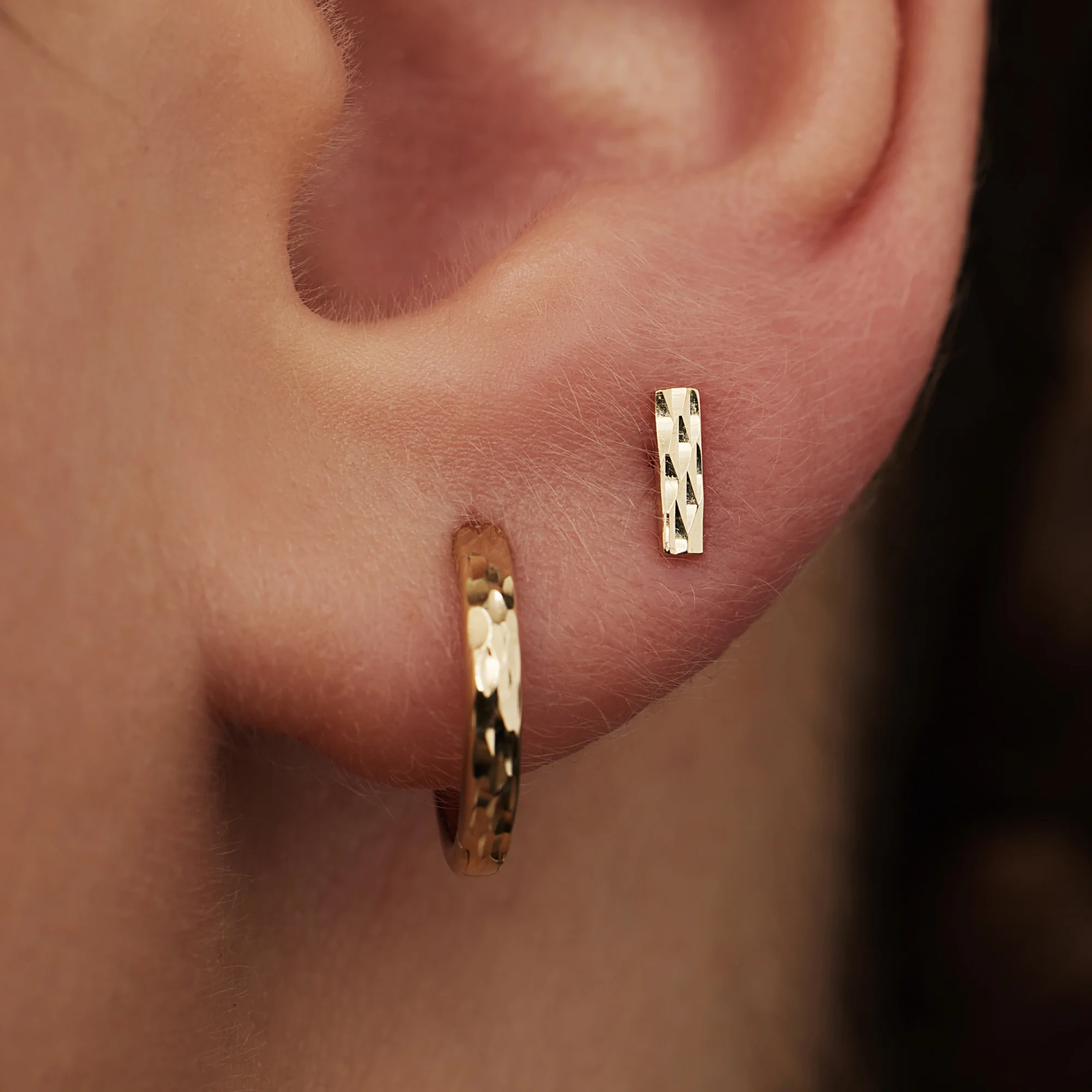 Rivoli Laura 14 karat gold stud ear studs with diamond cut - Image 3