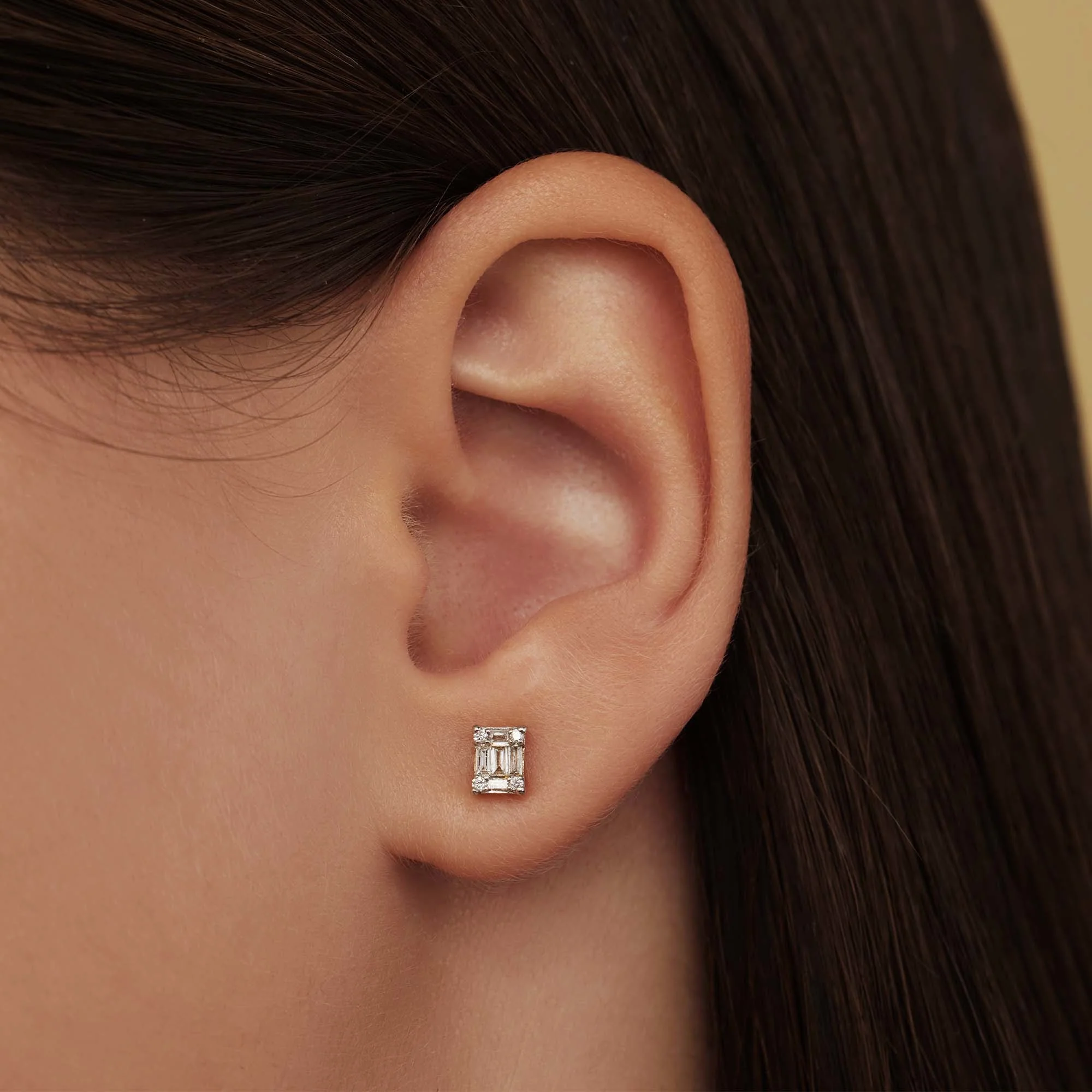 De la Paix Maxime 14 karat gold stud ear studs with diamond 0.26 carat - Image 2