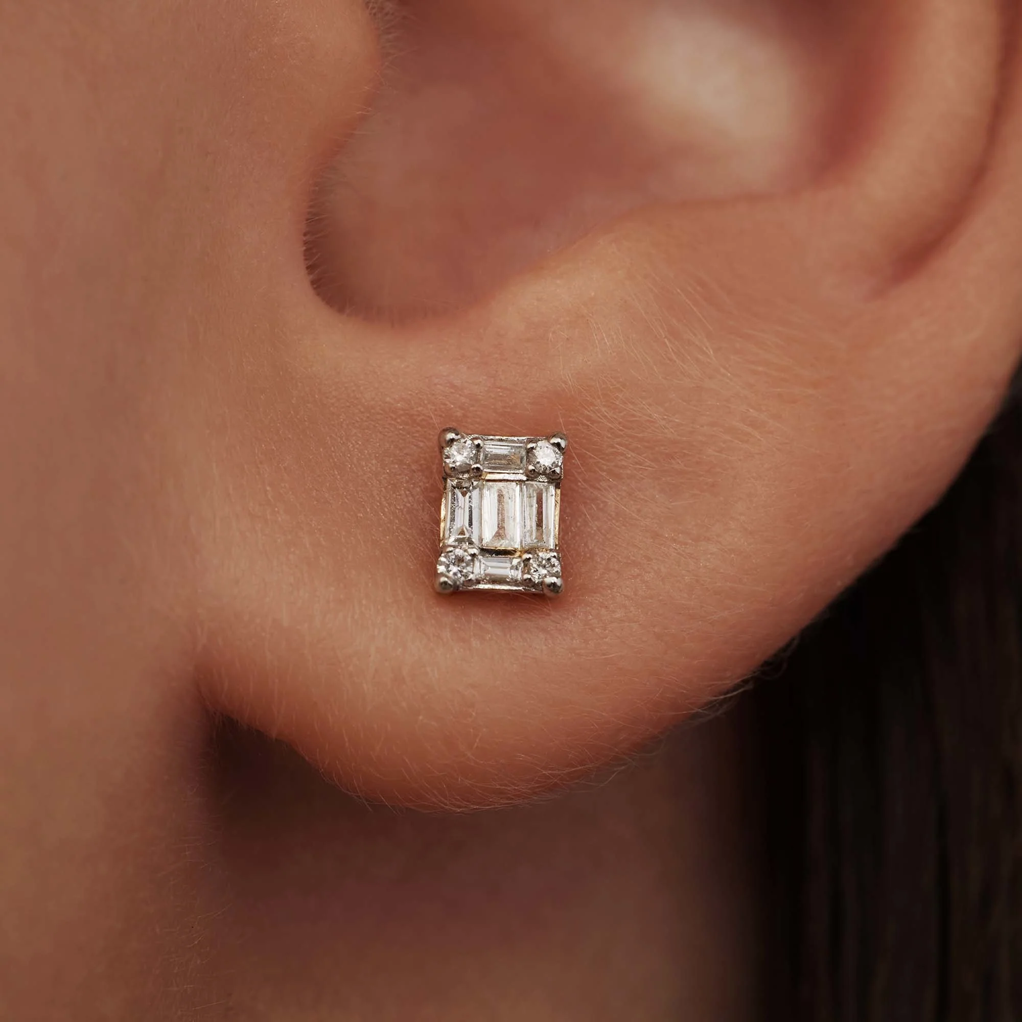 De la Paix Maxime 14 karat gold stud ear studs with diamond 0.26 carat - Image 3