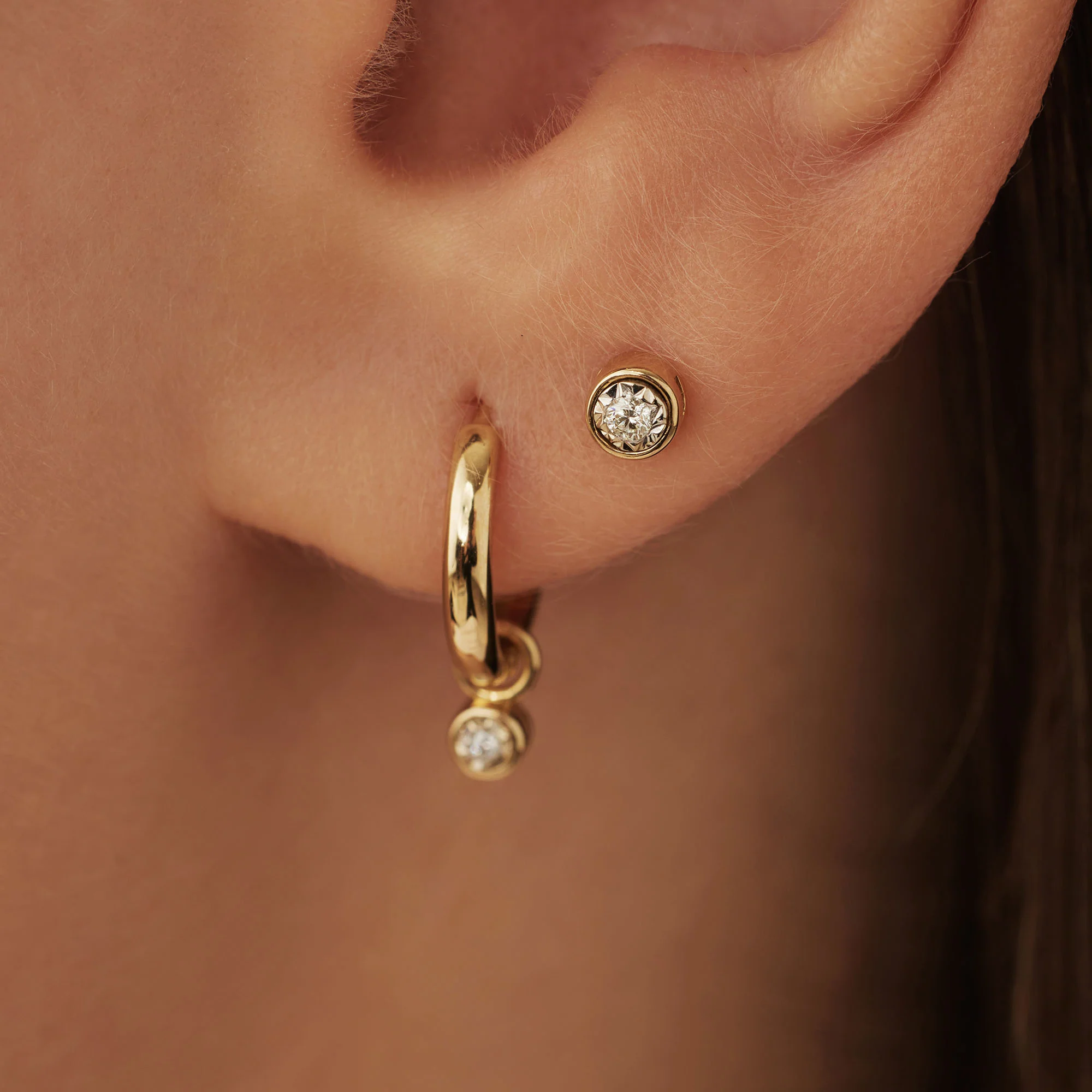 De la Paix Inaya 14 karat gold ear studs with diamond 0.04 carat - Image 3