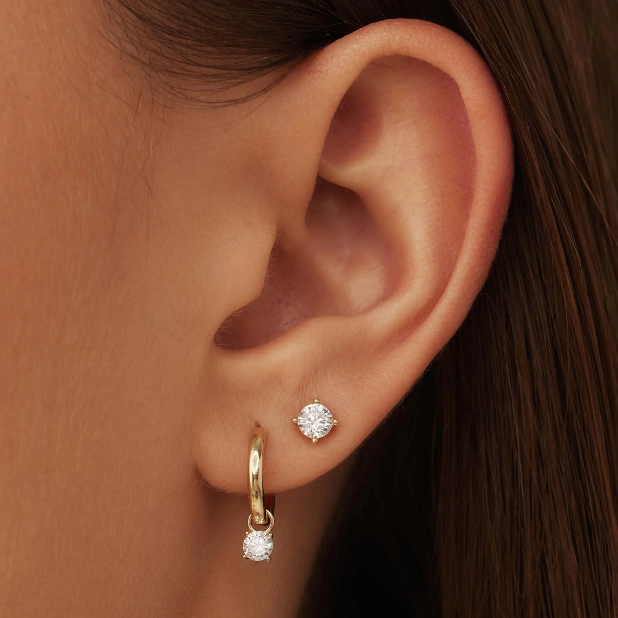 Cadeau d'Isabel 14 karat gold earring set with zirconia stones - Image 2