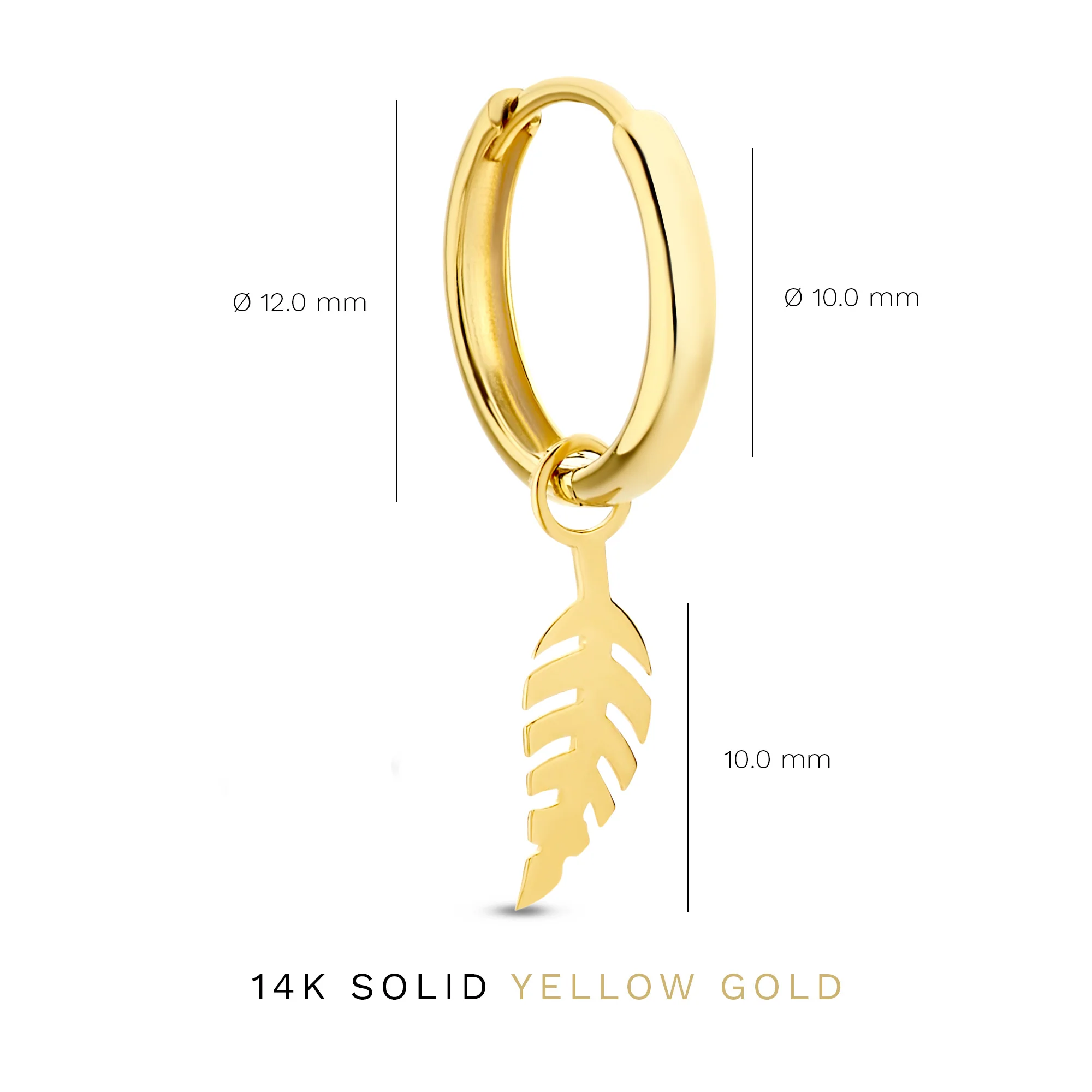Cadeau d'Isabel 14 karat gold earring set with feather - Image 10