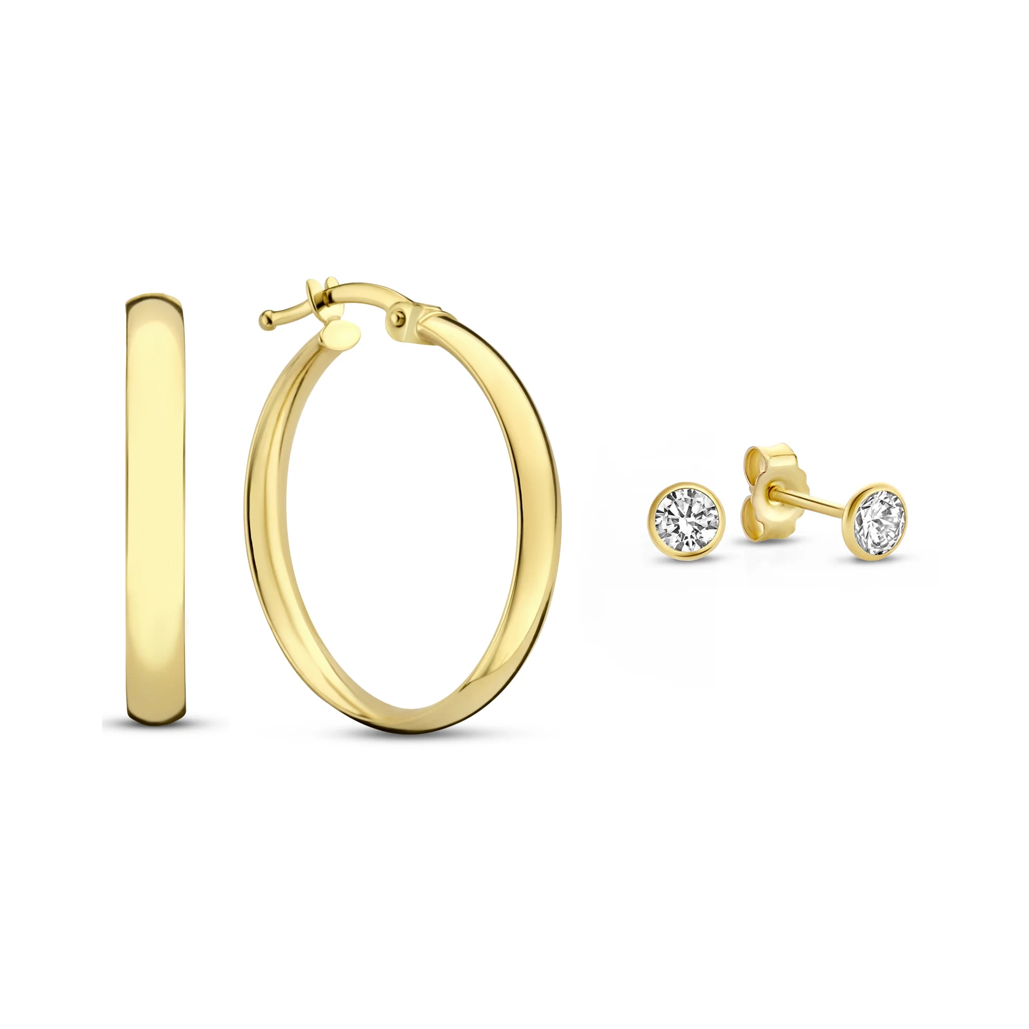 Cadeau d'Isabel 14 karat gold earring set with zirconia stones