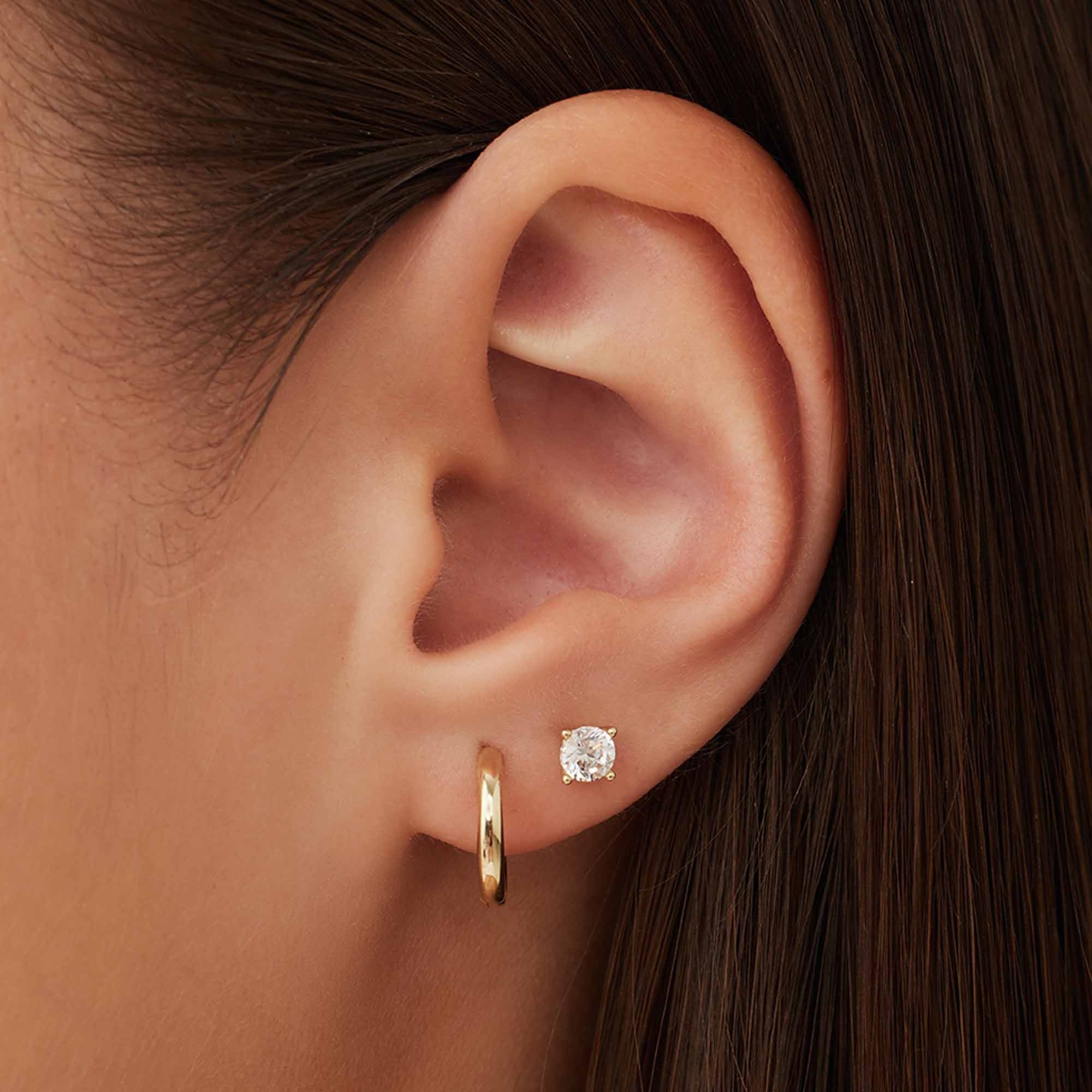Cadeau d'Isabel 14 karat gold earring set with zirconia stones - Image 2