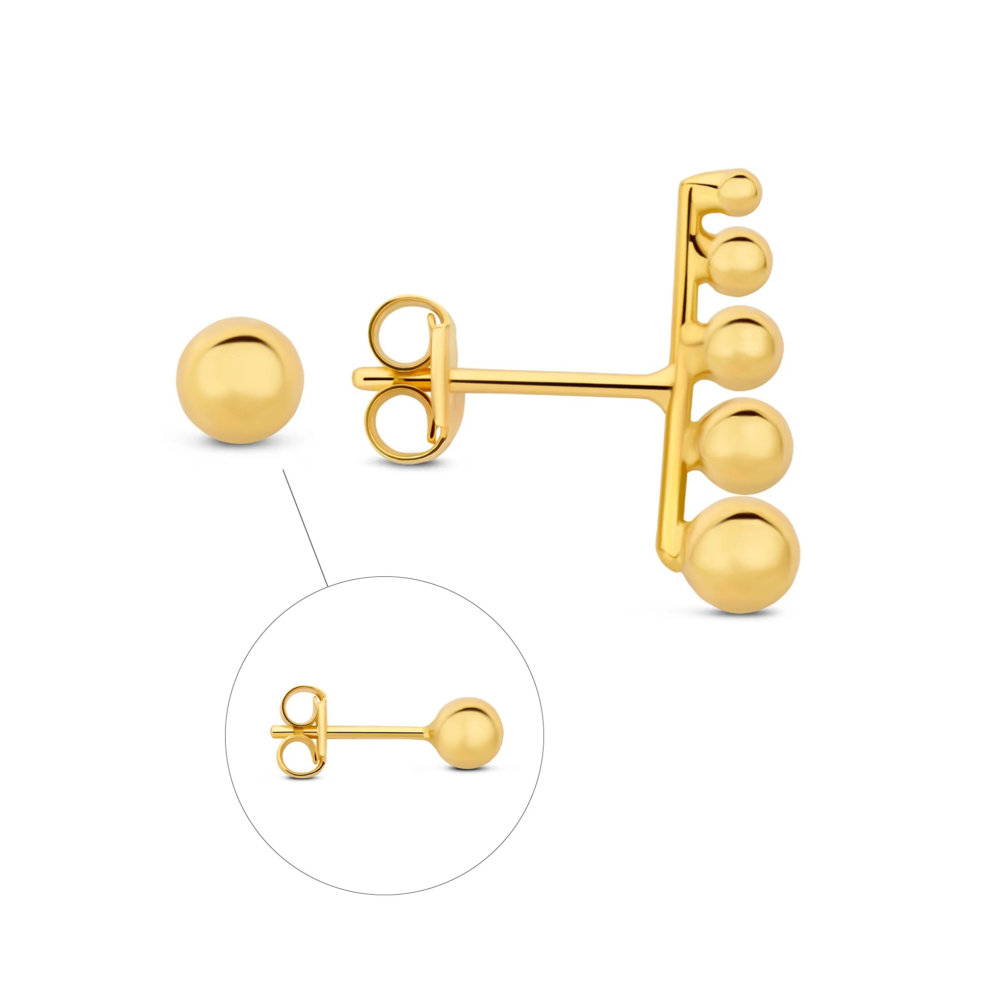 Rivoli Cézanne 14 karat gold earrings with 2 ear studs - Image 4