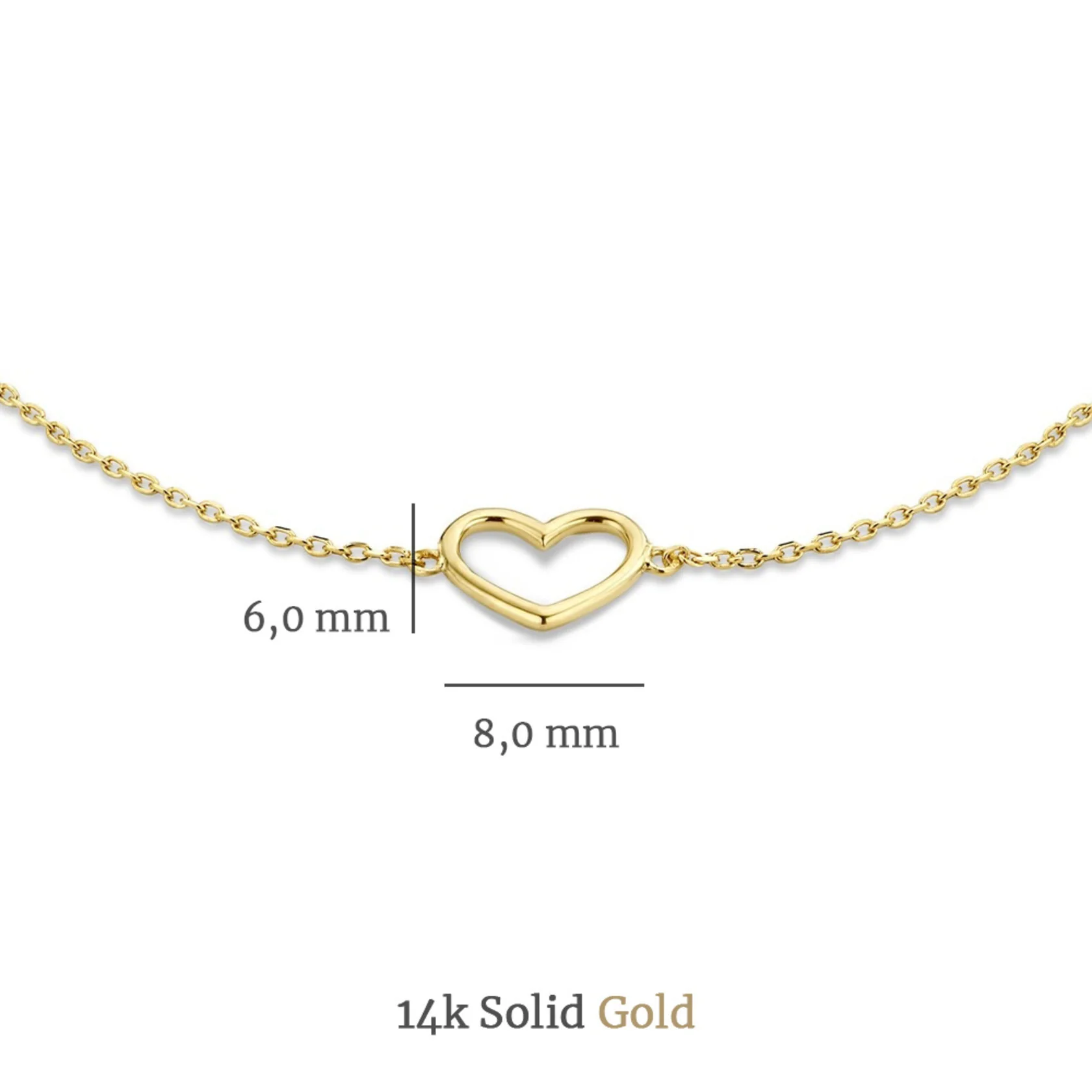 Cadeau d'Isabel 14 karat gold necklace and bracelet set with heart - Image 10
