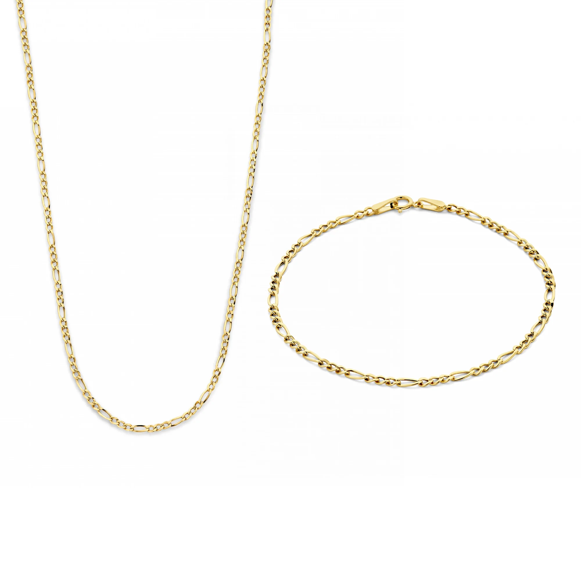 Cadeau d'Isabel 14 karat gold necklace and bracelet gift set