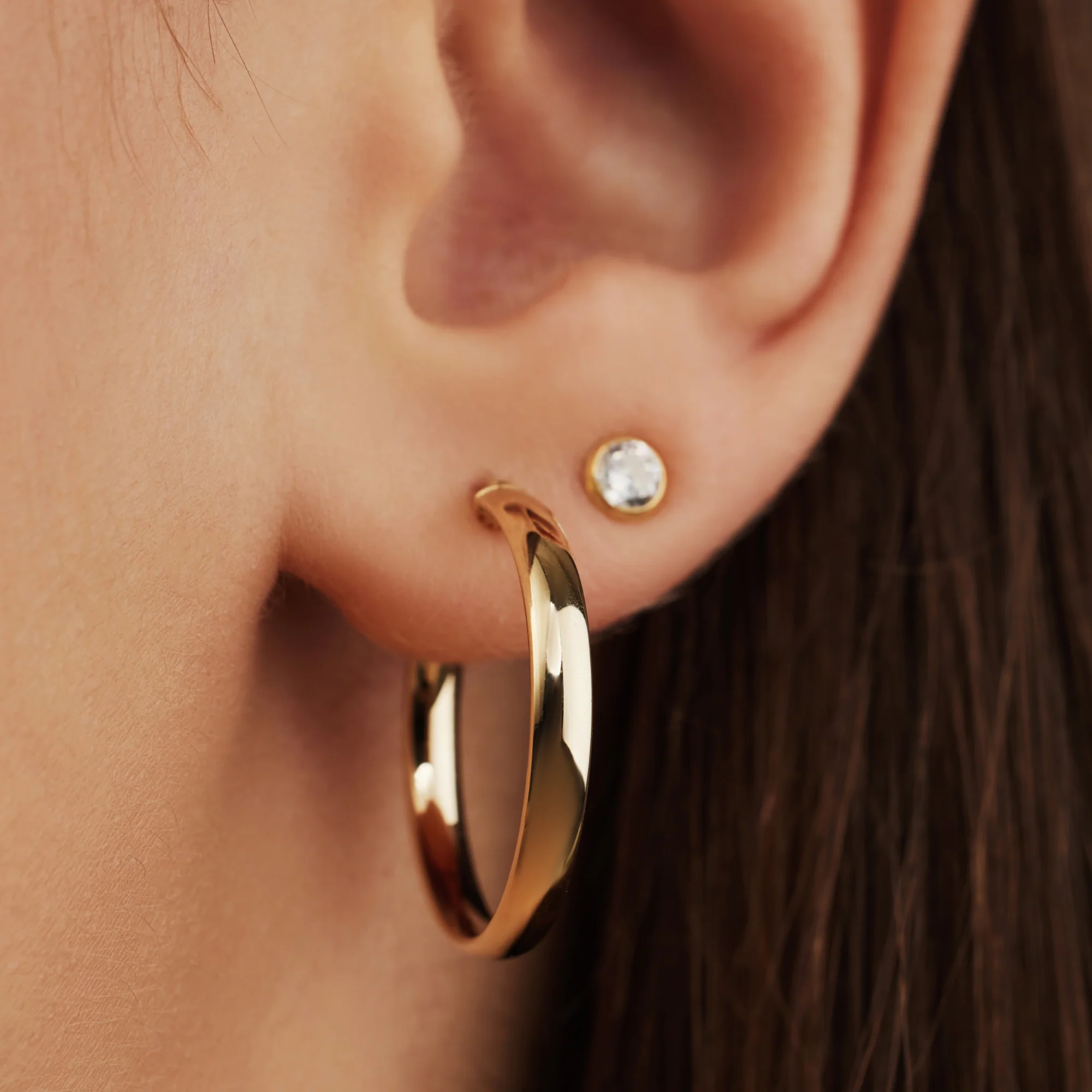 Rivoli Estrella 14 karat gold hoop earrings (22 mm) - Image 3