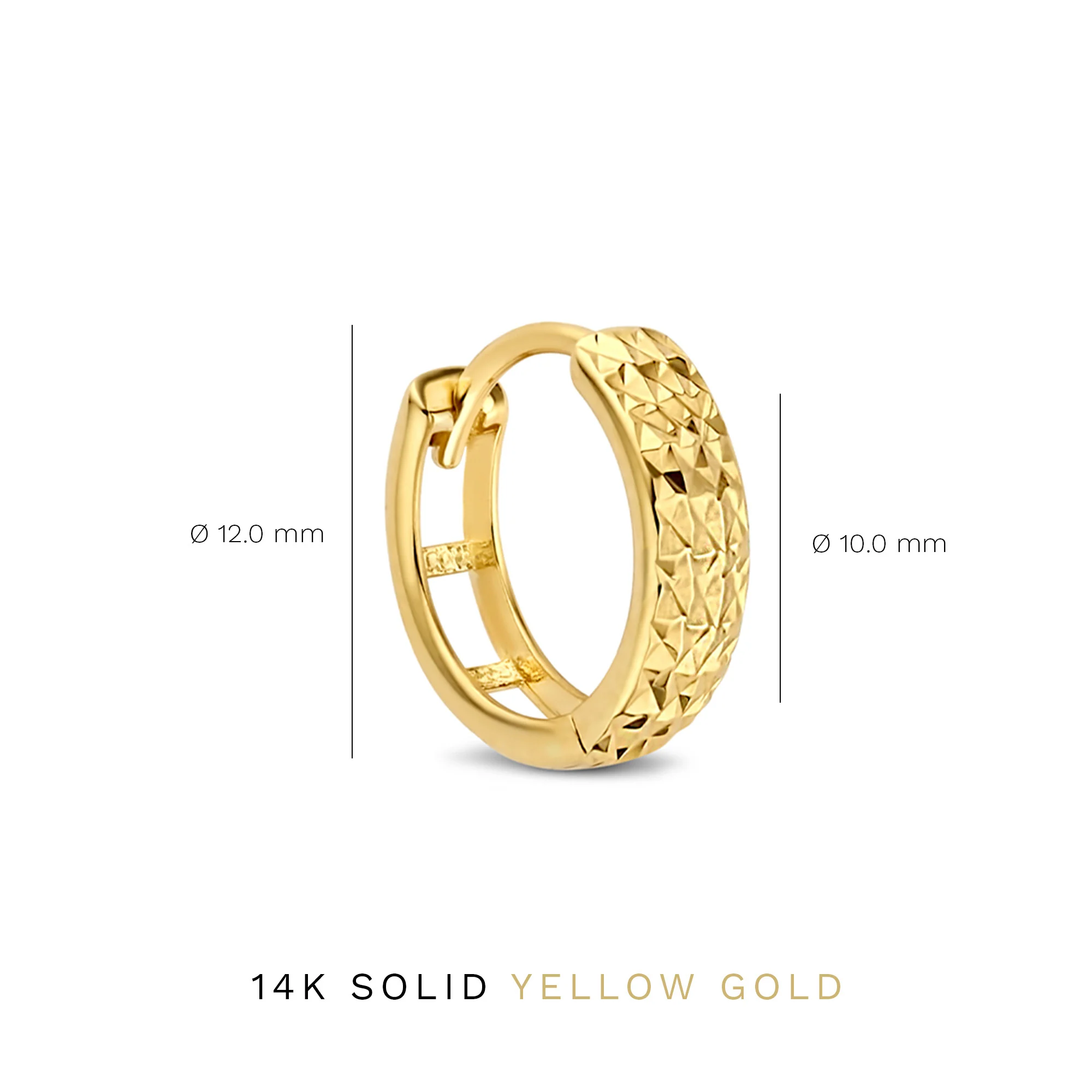 Rivoli Laura 14 karat gold hoop earrings with diamond cut - Image 3
