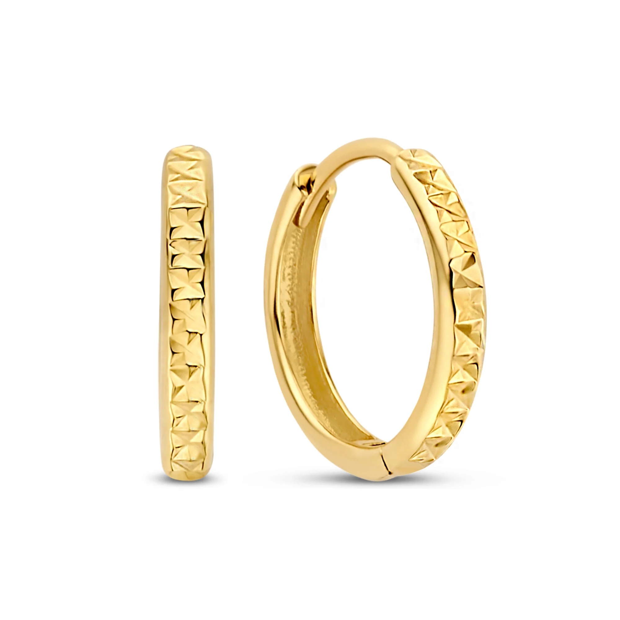 Rivoli Laura 14 karat gold hoop earrings with diamond cut
