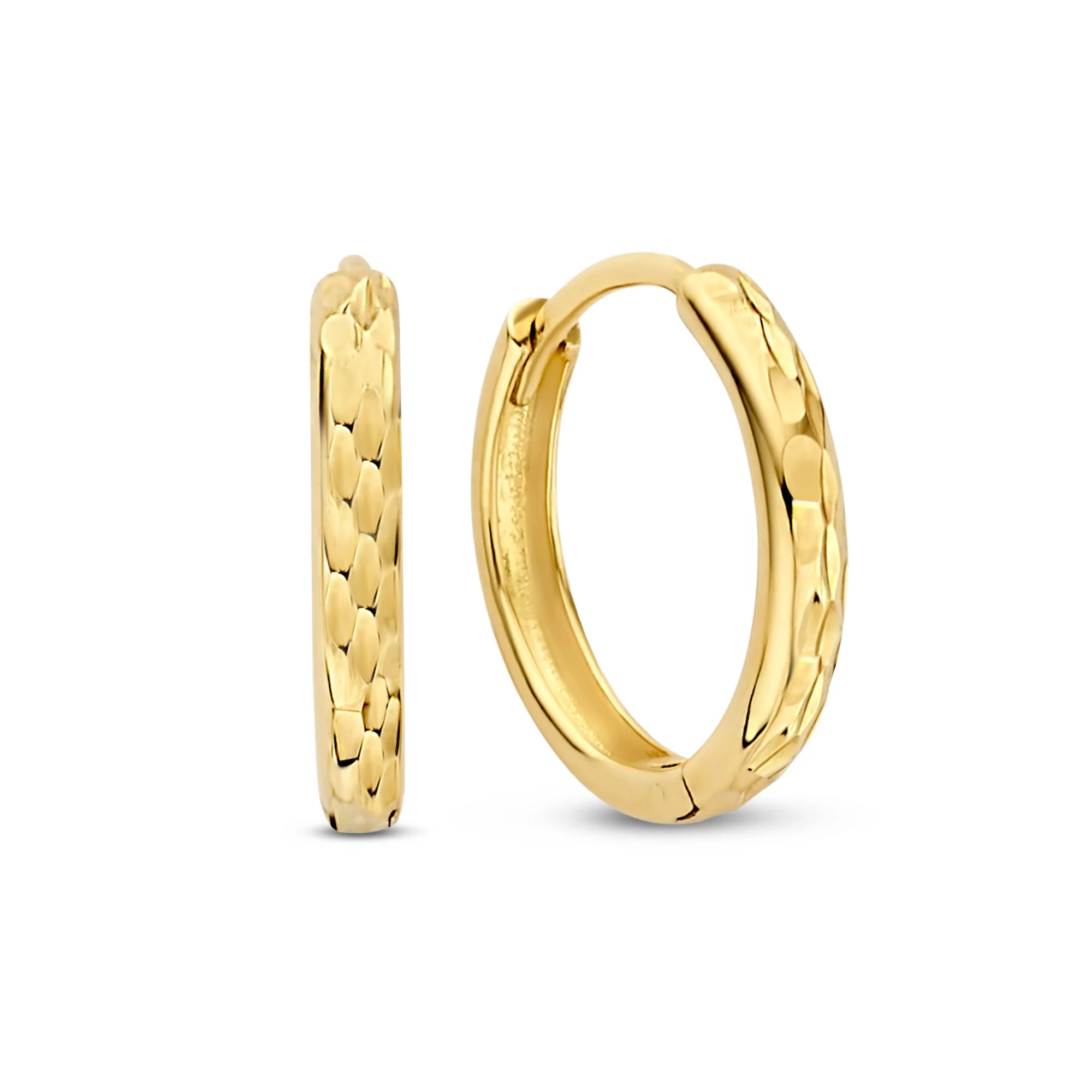 Rivoli Laura 14 karat gold hoop earrings with diamond cut