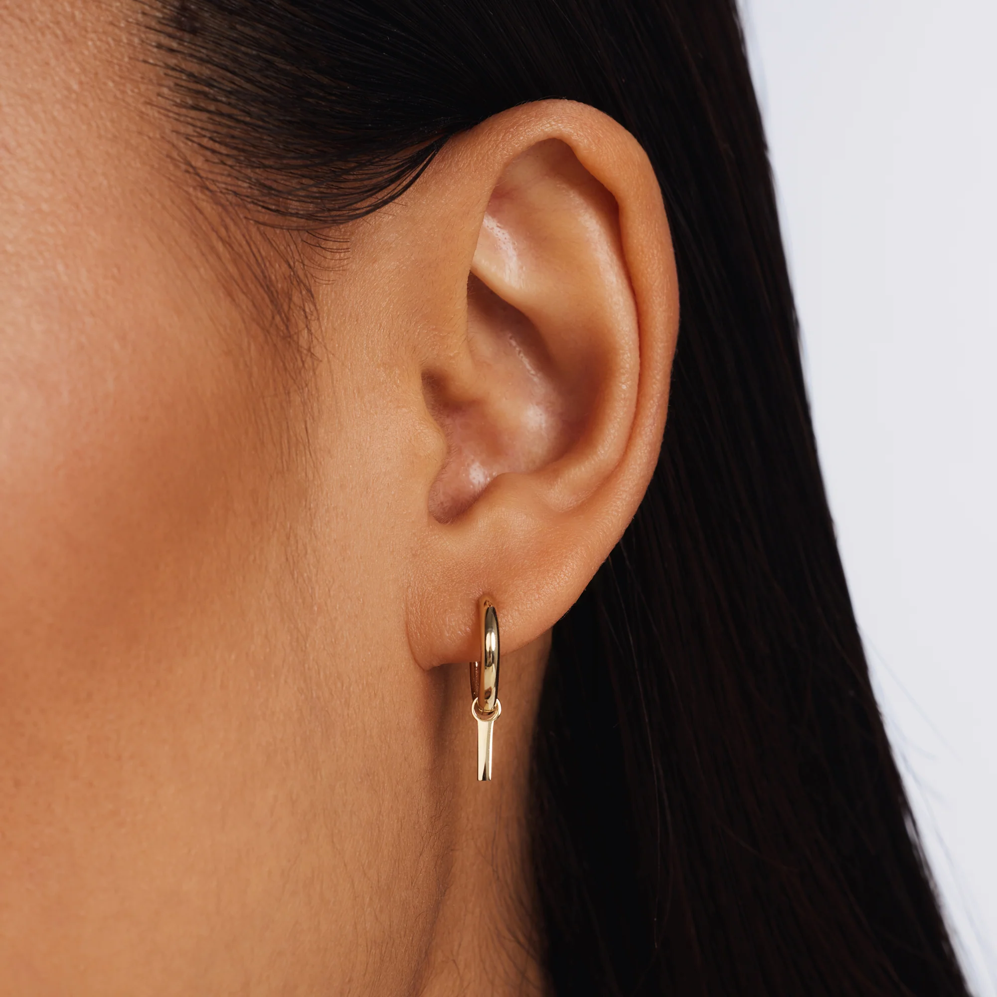 Monceau Josephine 14 karat gold hoop earrings with rod - Image 3