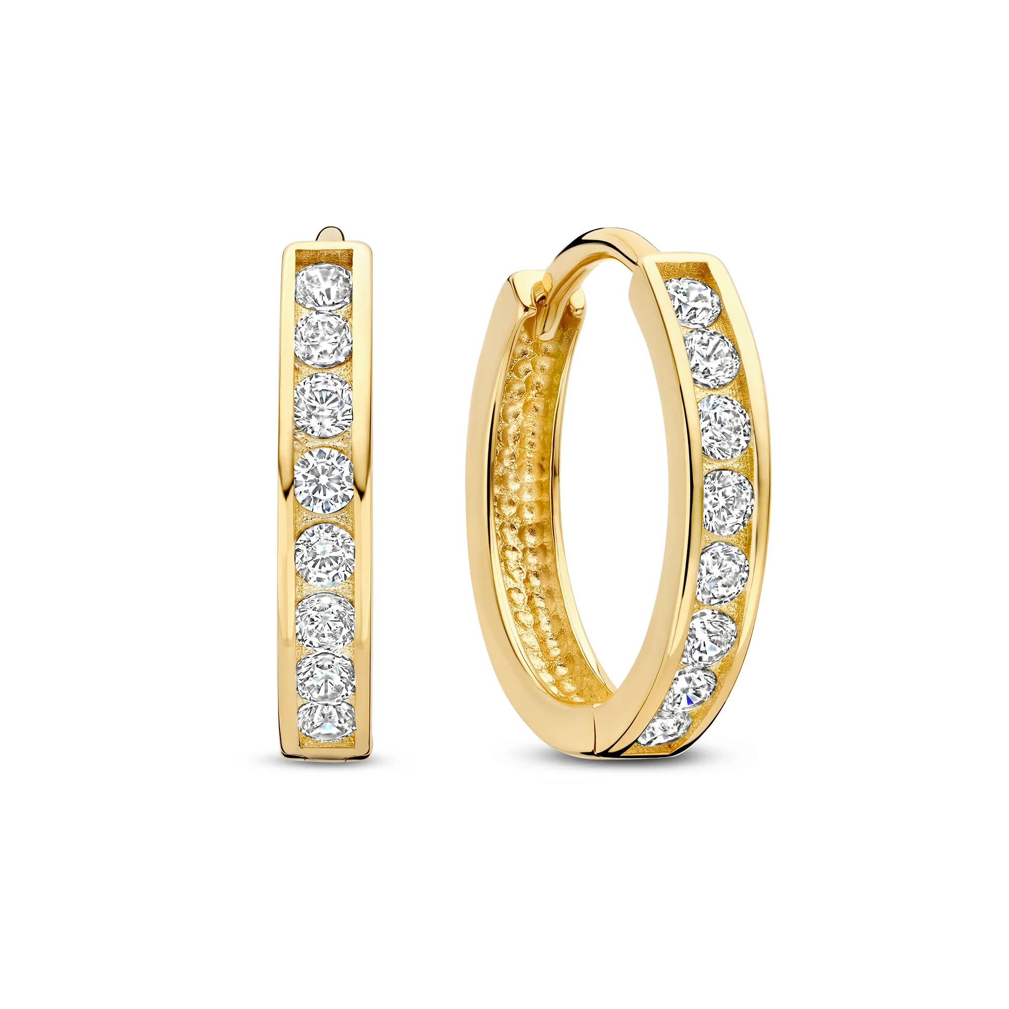 Le Marais Tiphaine 14 karat gold hoop earrings with zirconia stones