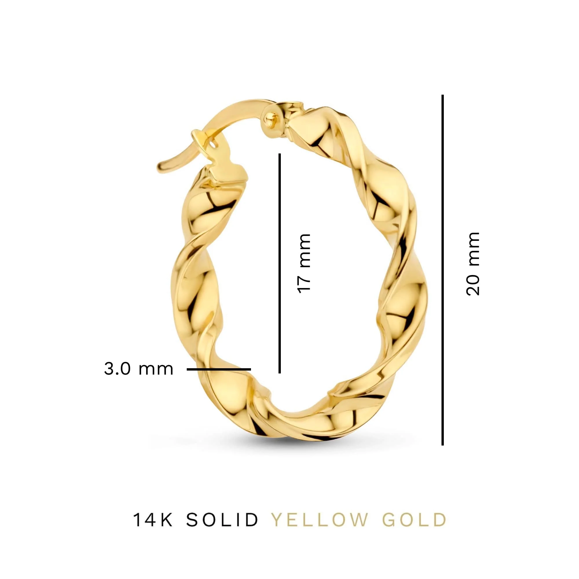 Rivoli Odette 14 karat gold hoop earrings with twist - Image 4