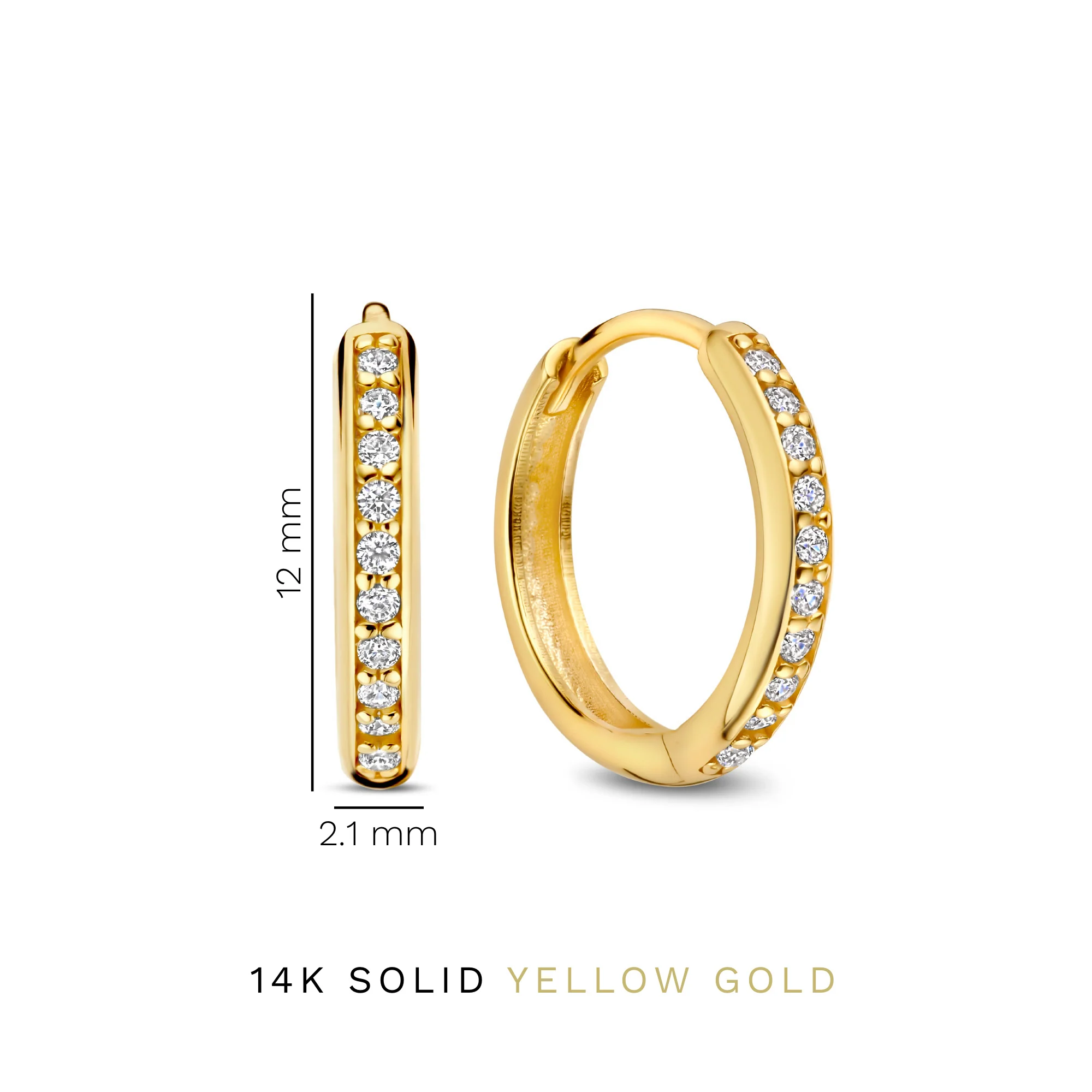 Le Marais Merle 14 karat gold hoop earrings with zirconia (12 mm) - Image 4