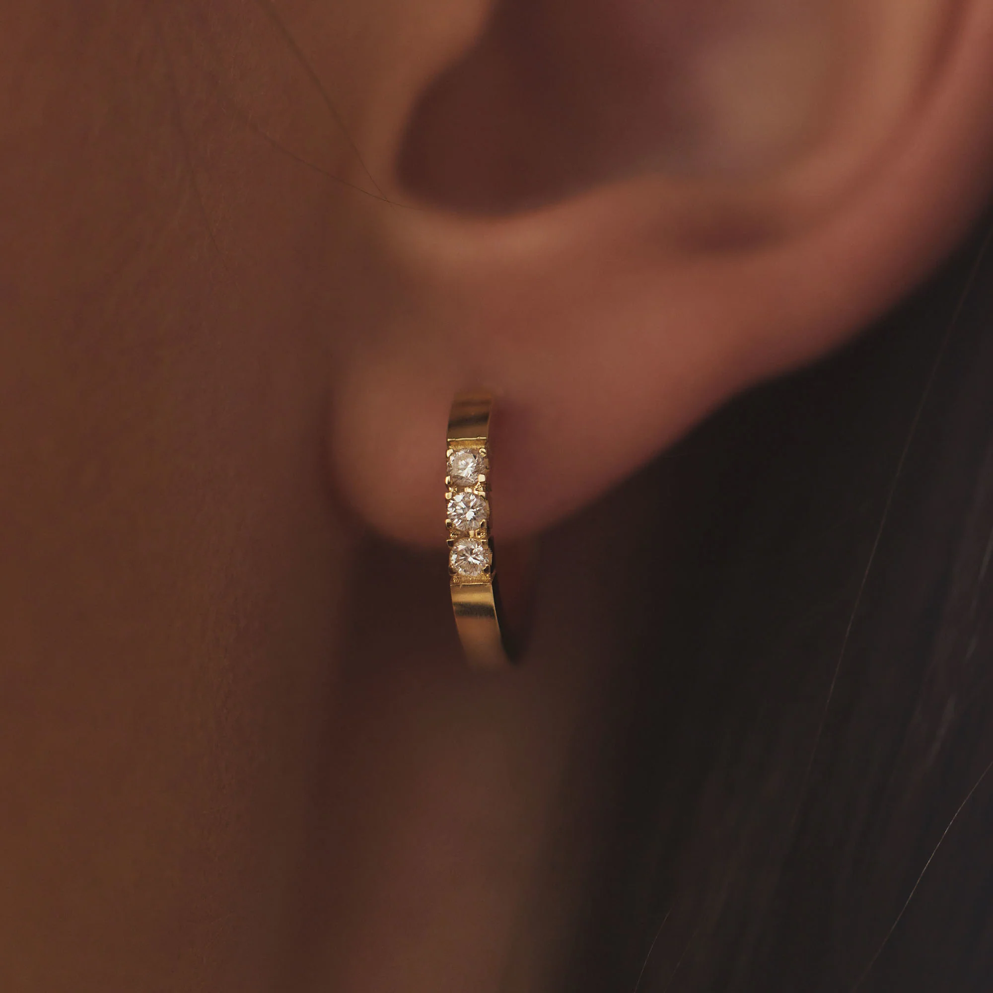 De la Paix Madeline 14 karat gold hoop earrings with diamond 0.15 ct - Image 3