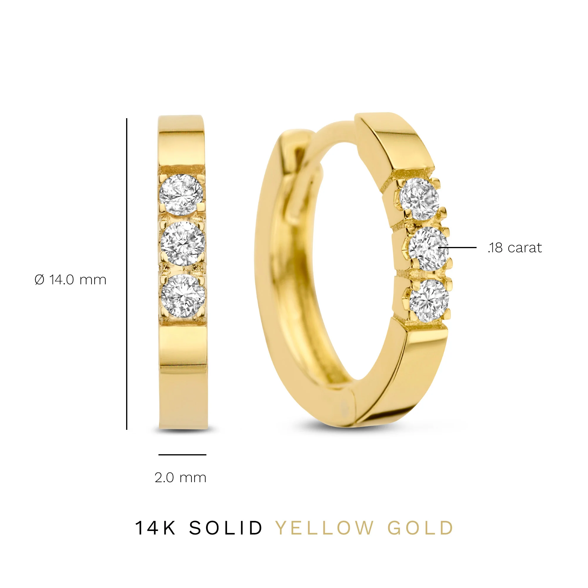 De la Paix Madeline 14 karat gold hoop earrings with diamond 0.15 ct - Image 7