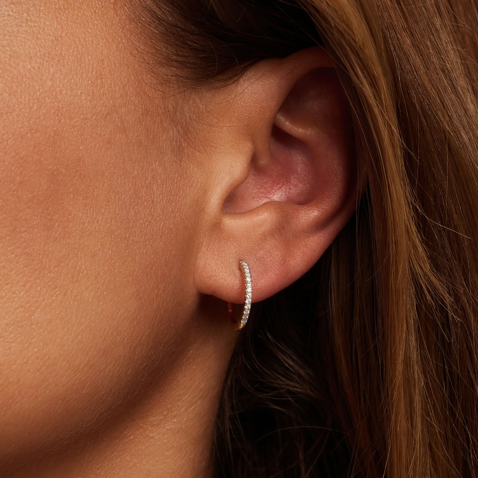 De la Paix Madeline 14 karat gold hoop earrings with diamond 0.15 ct - Image 3