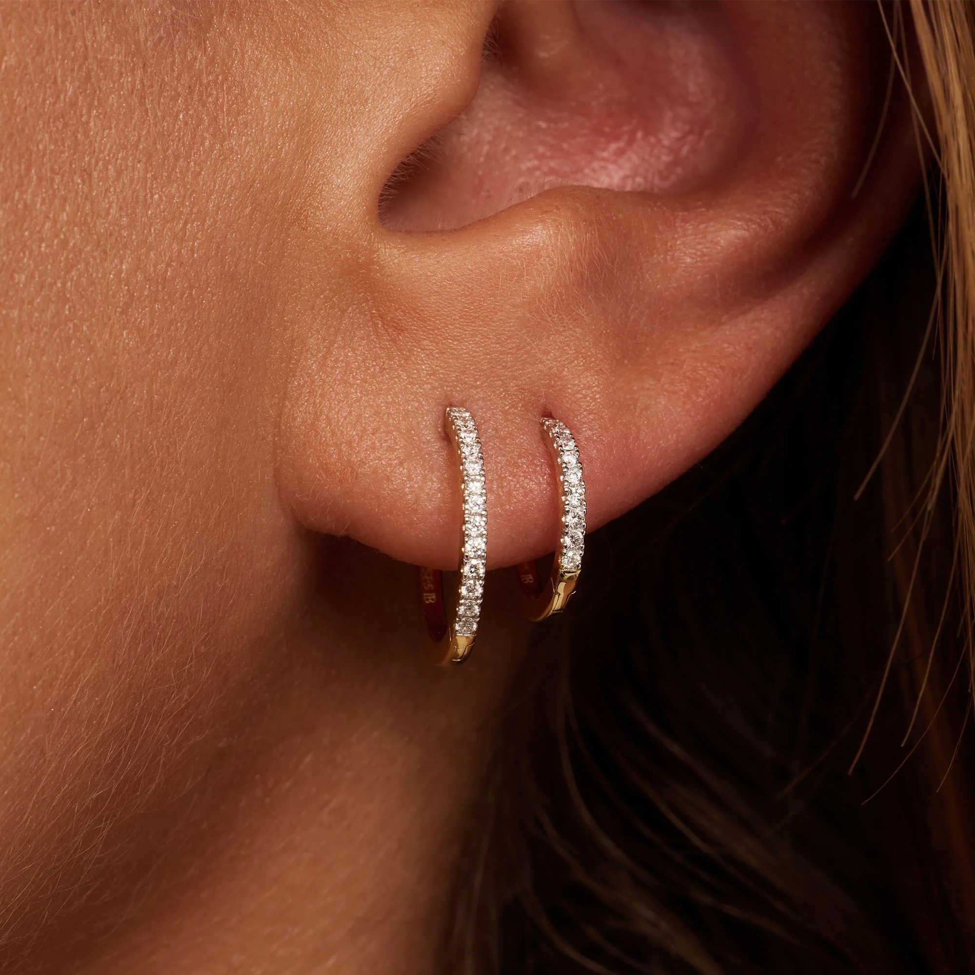 De la Paix Madeline 14 karat gold hoop earrings with diamond 0.15 ct - Image 4