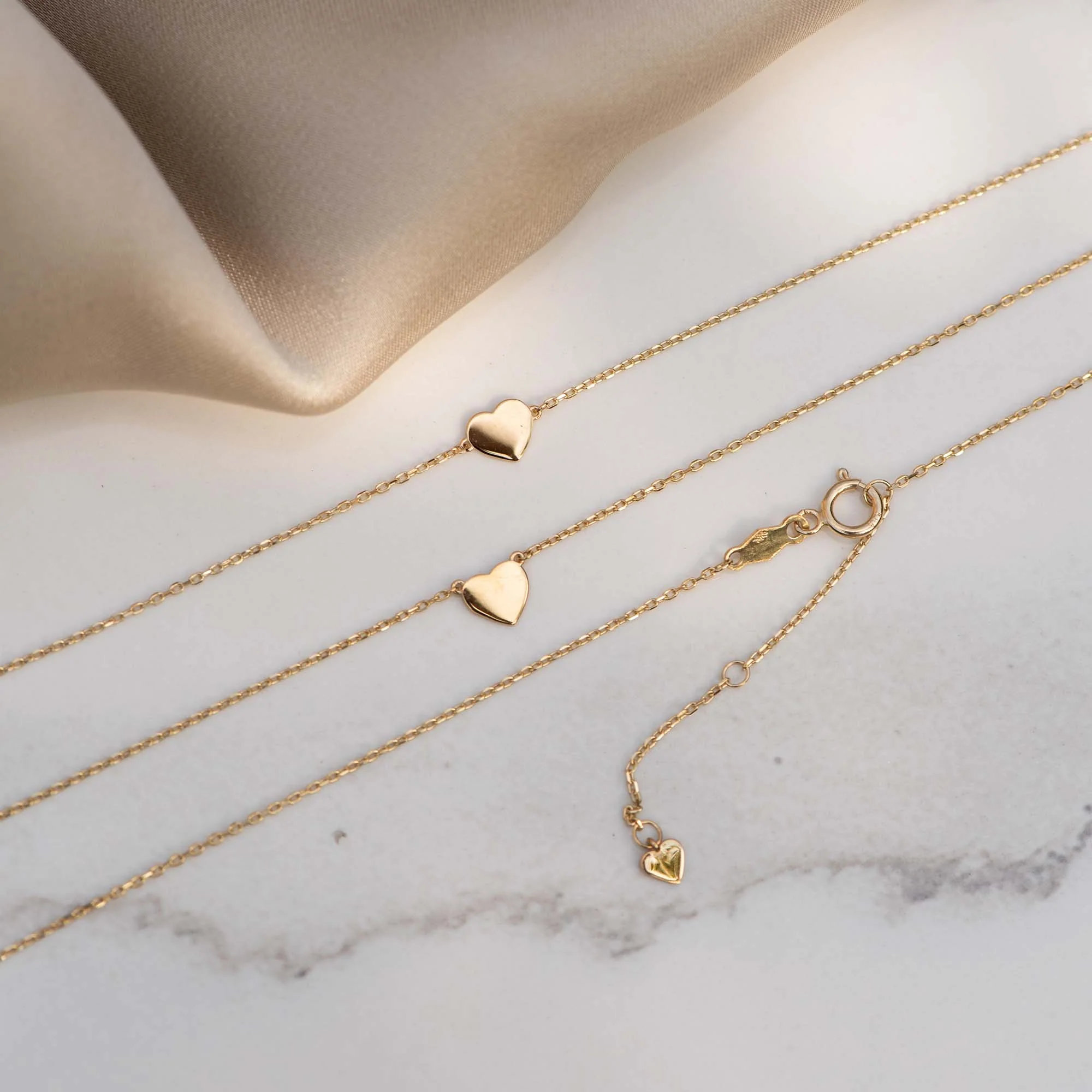 Cadeau d'Isabel 14 karat gold necklace and bracelet set with heart - Image 6