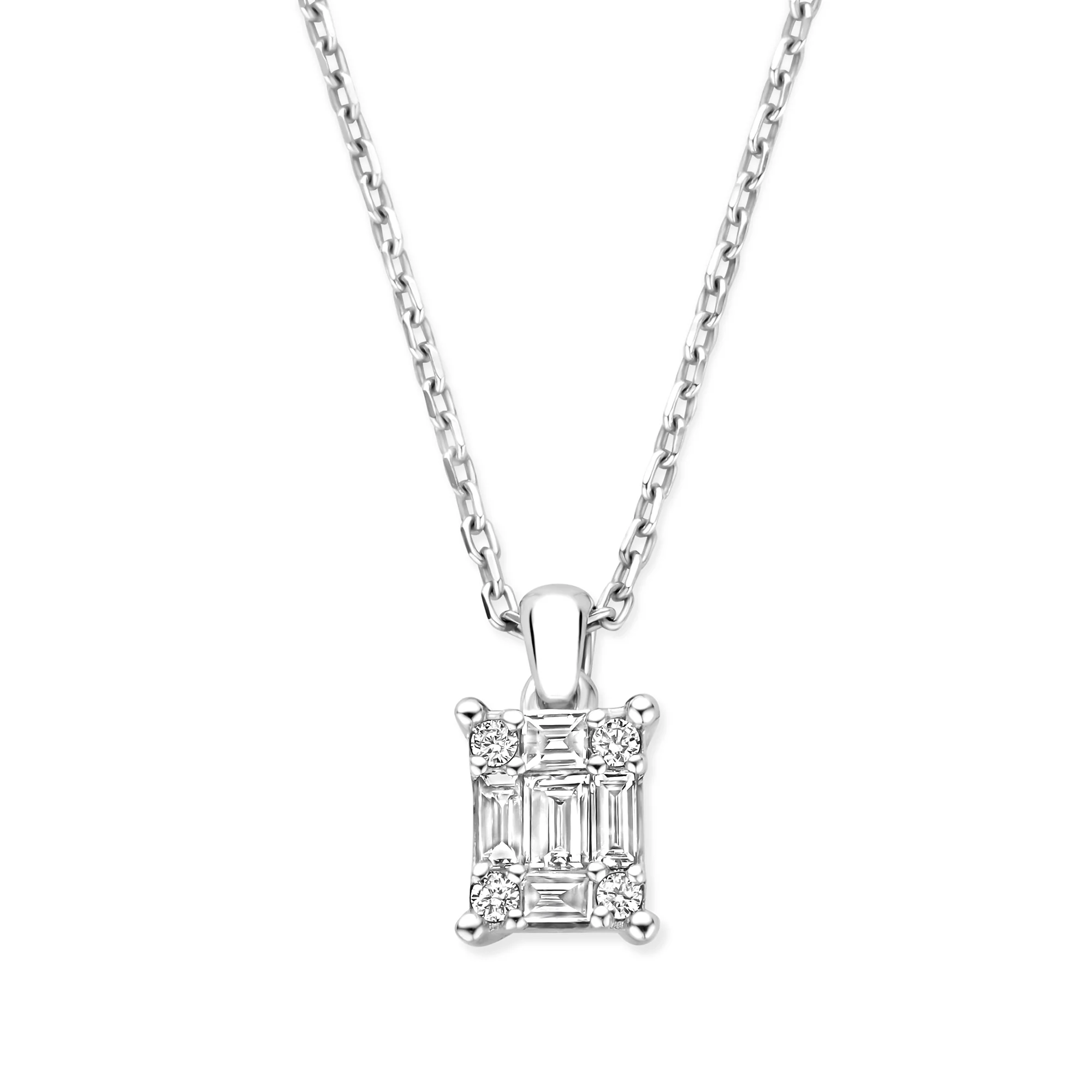 De la Paix Maxime 14 karat whitegold necklace with diamond 0.13 carat - Image 5