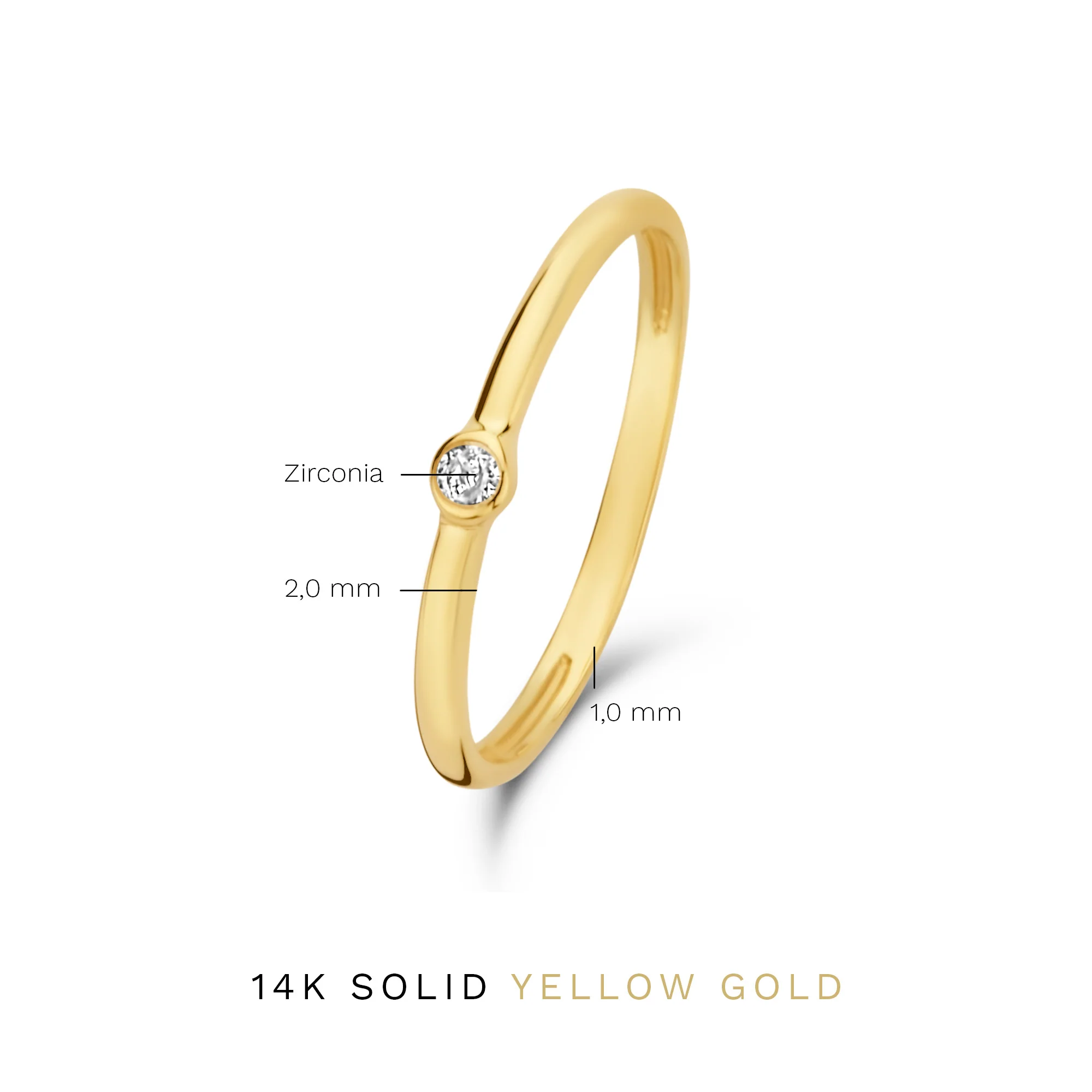 Rivoli Aélys 14 karat gold stacking ring with zirconia stone - Image 7