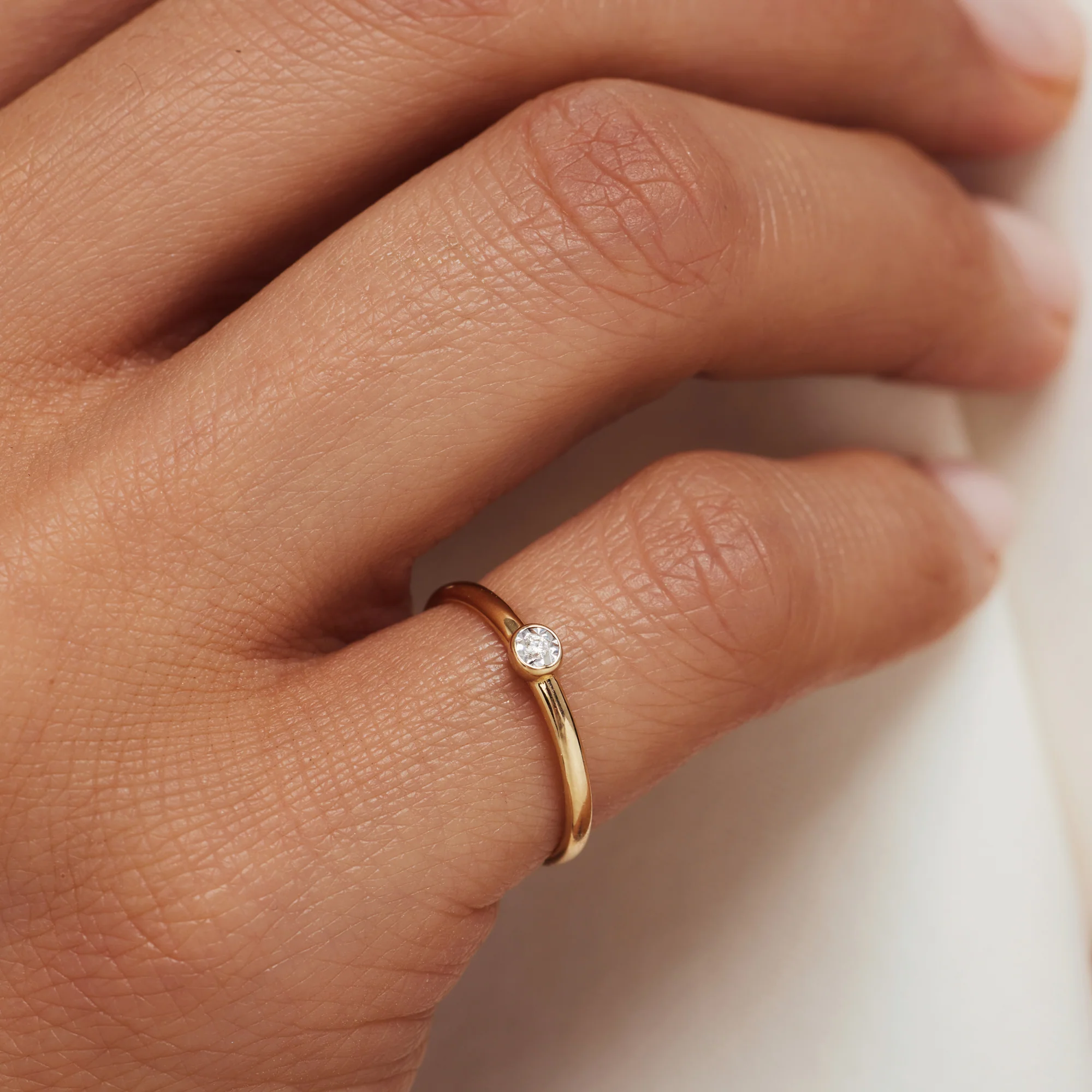 De la Paix Inaya 14 karat gold ring with diamond 0.01 carat - Image 3