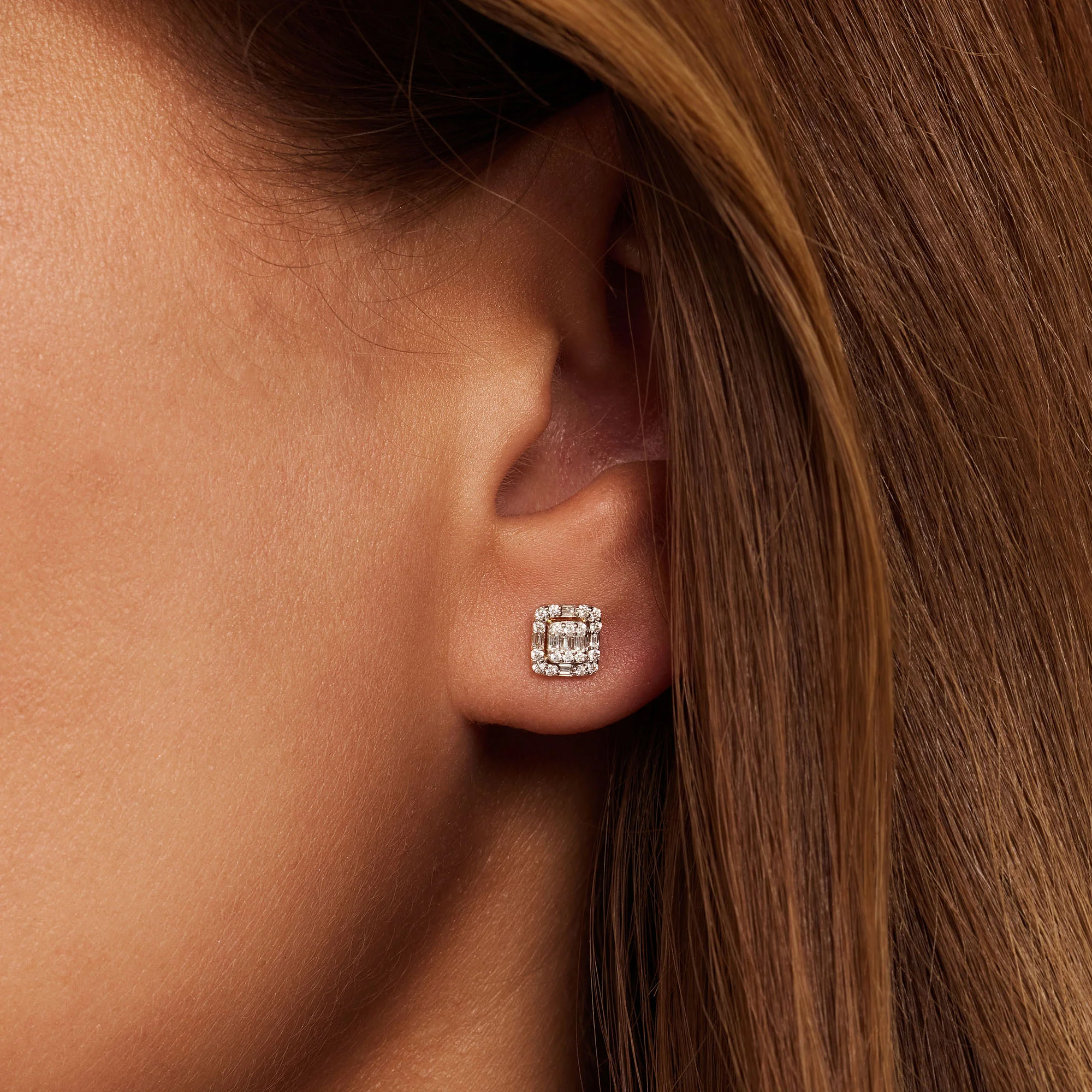 De la Paix Elena 14 karat gold stud ear studs with diamond 0.25 carat - Image 2