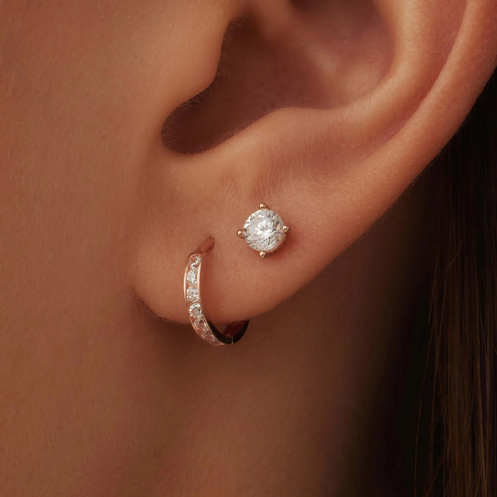Cadeau d'Isabel 14 karat rose gold earring set with zirconia stones - Image 3