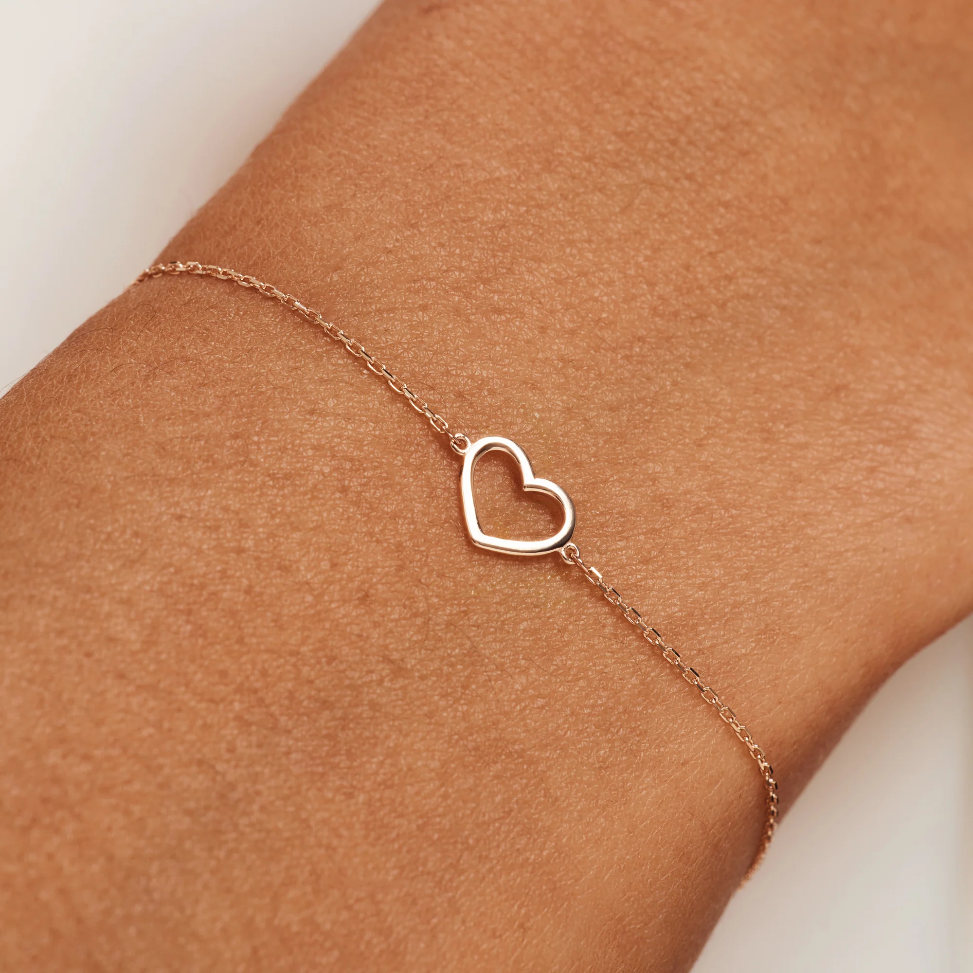 Cadeau d'Isabel 14 karat rose gold necklace & bracelet set with heart - Image 4