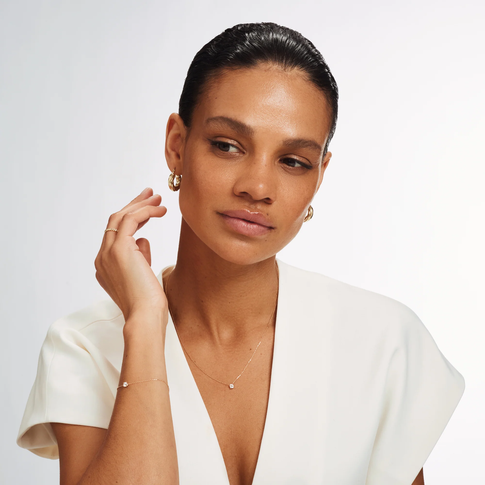 Cadeau d'Isabel 14 karat rose gold necklace & bracelet with zirconia - Image 3