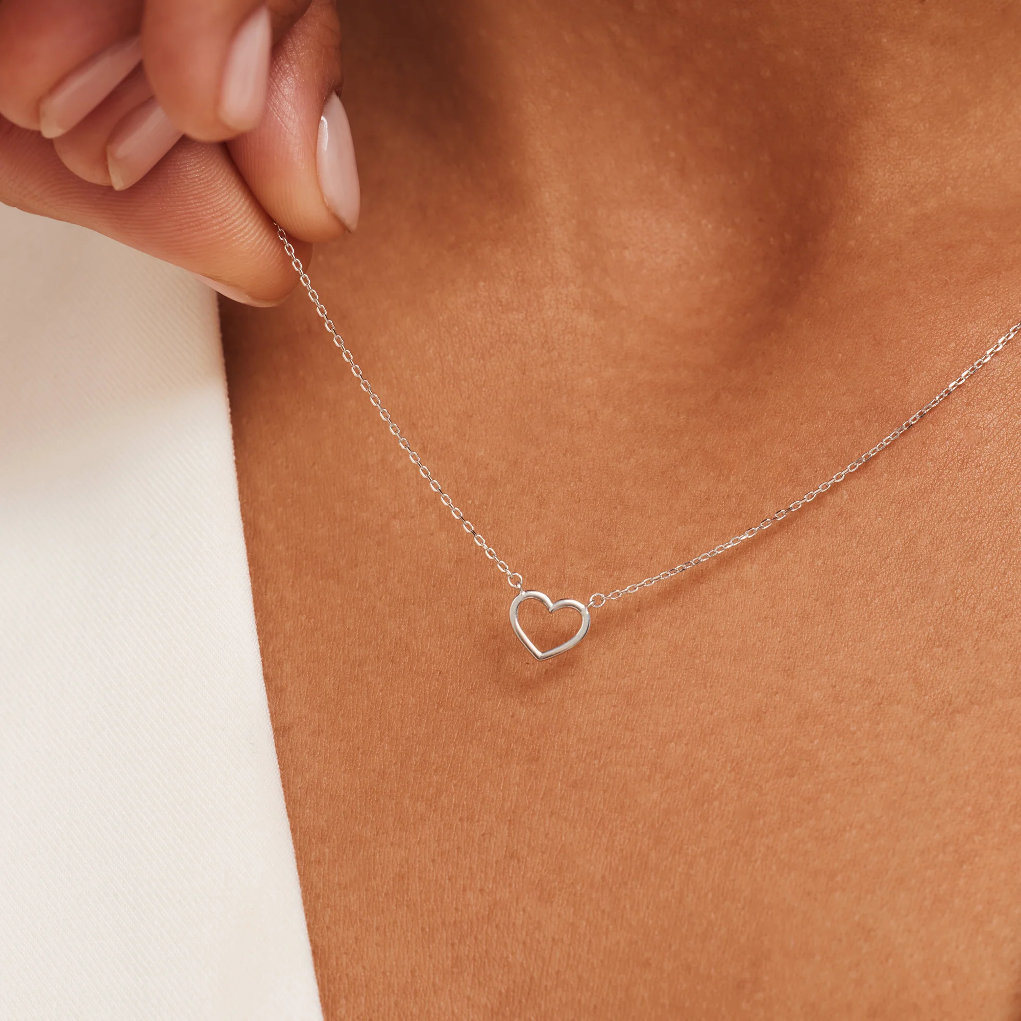 Cadeau d'Isabel 14 karat white gold necklace with bracelet gift set with heart - Image 3