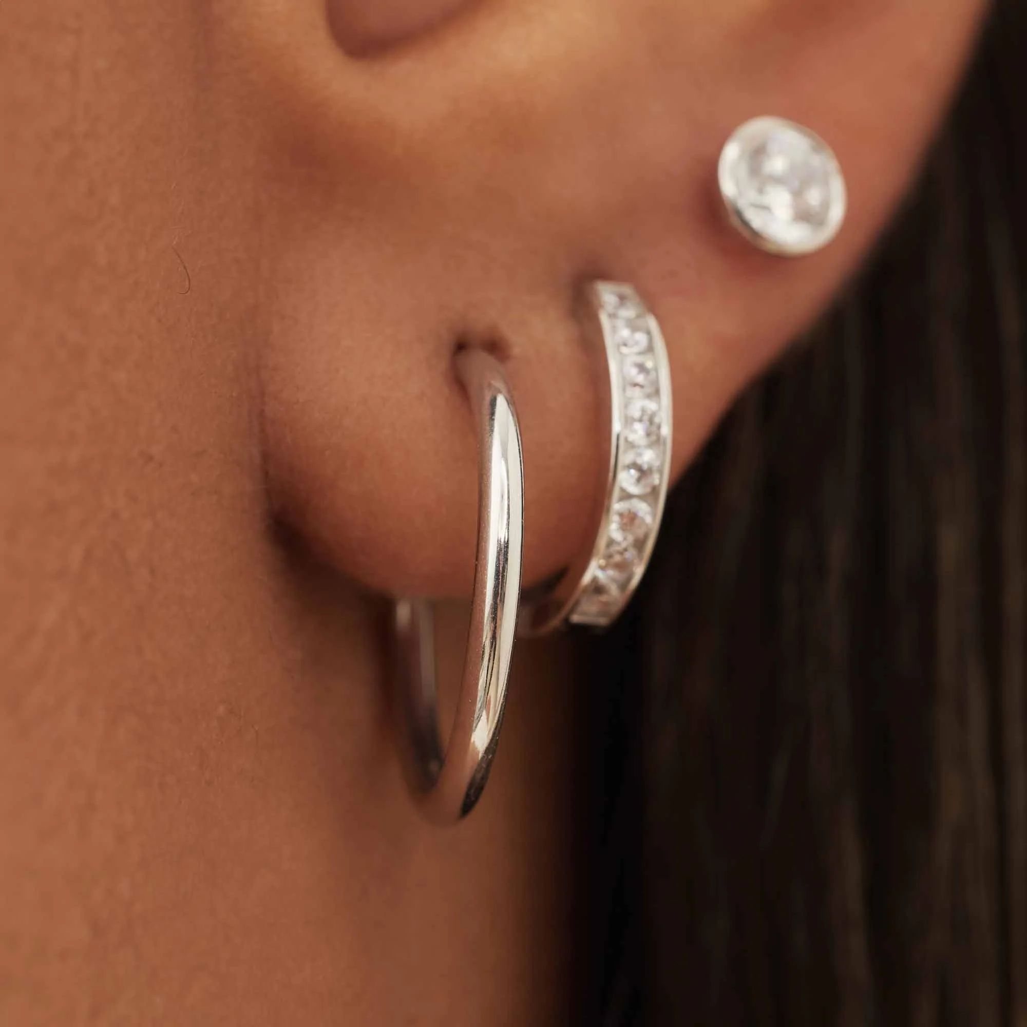 Saint Germain Cerise 14 karat white gold hoop earrings (16 mm) - Image 3