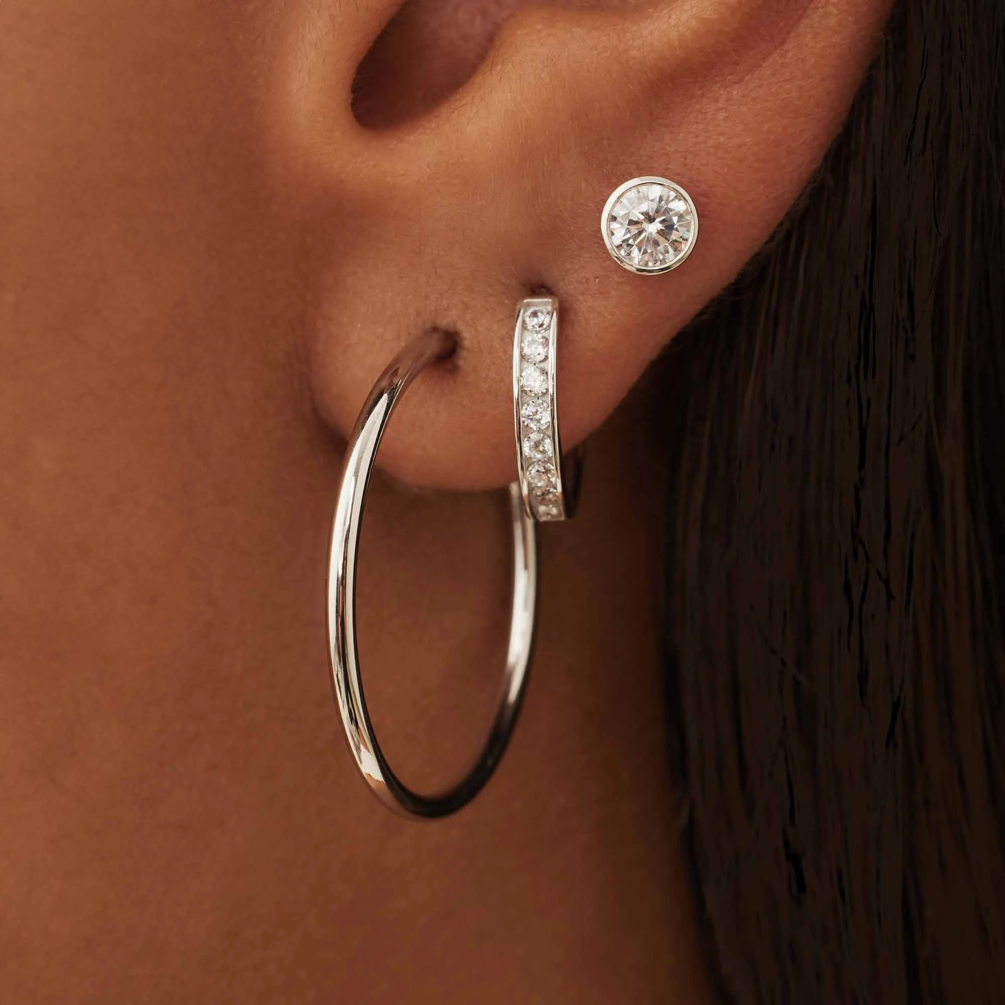 Saint Germain Cerise 14 karat white gold hoop earrings (22 mm) - Image 3