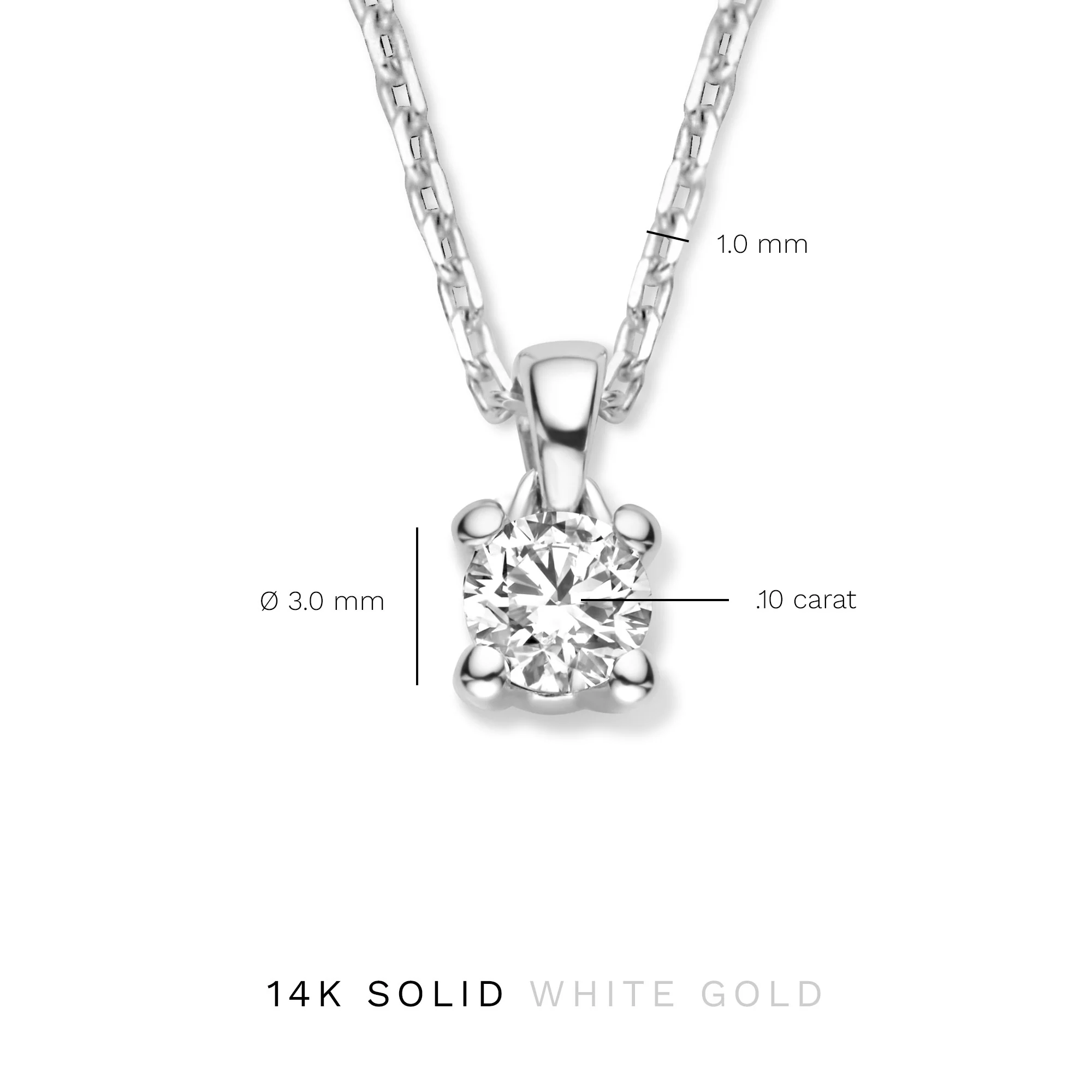 De la Paix Christine 14 karat white gold necklace with diamond 0.10 ct - Image 9
