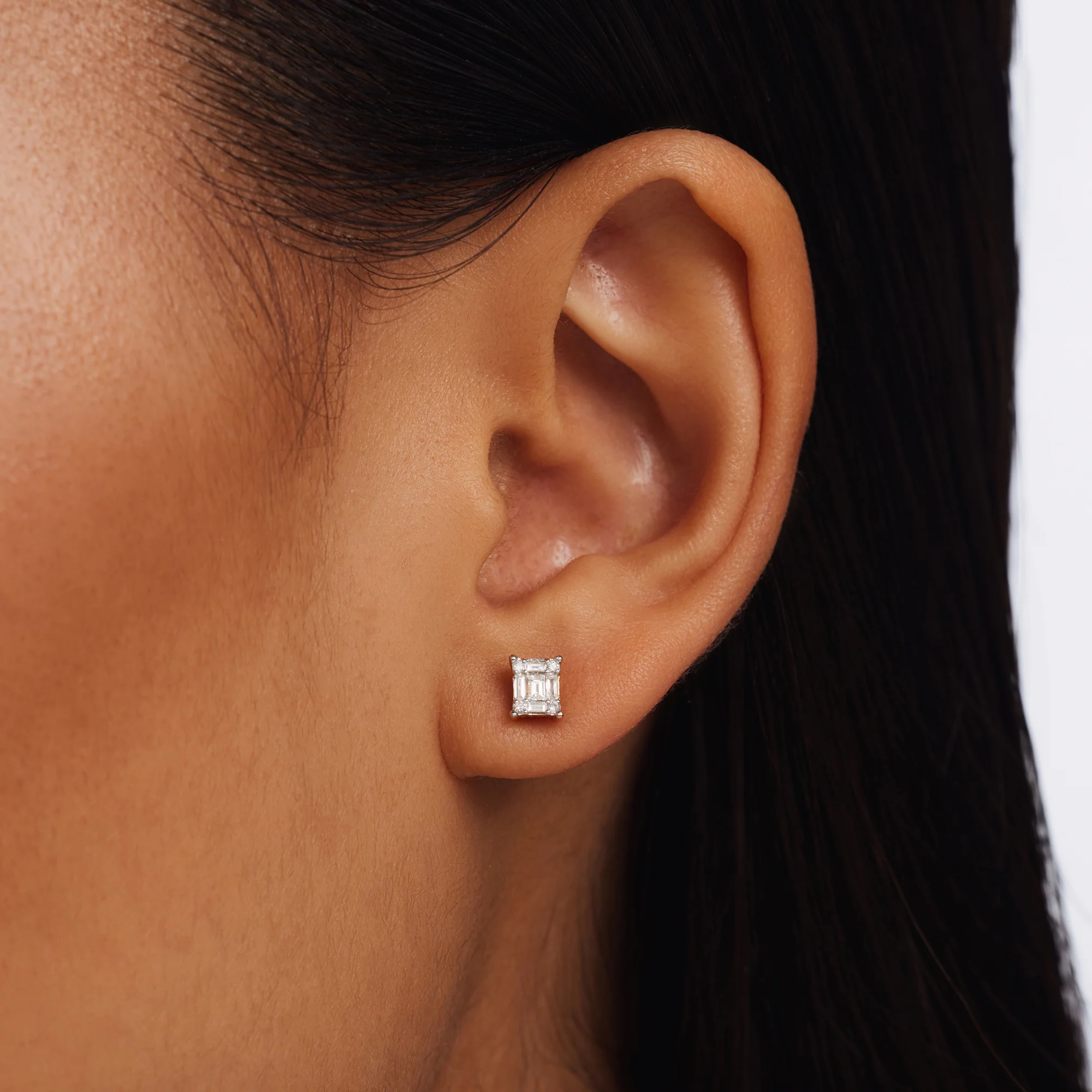 De la Paix Maxime 14 karat white gold ear studs with diamond 0.22 ct - Image 3