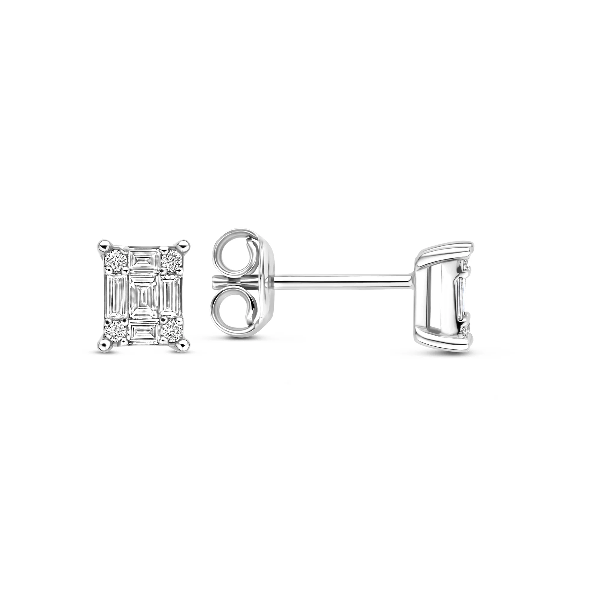 De la Paix Maxime 14 karat white gold ear studs with diamond 0.22 ct - Image 5