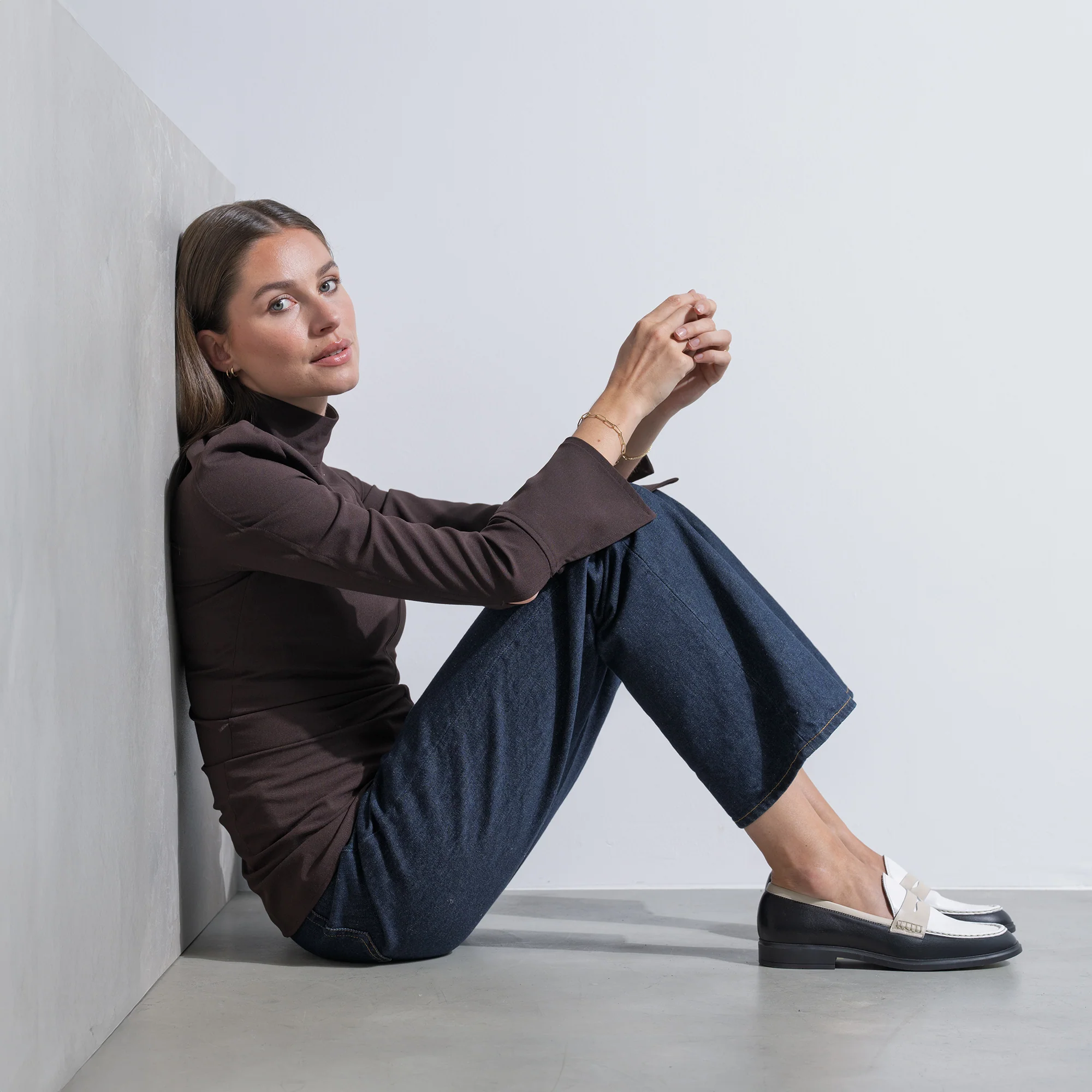 Vendôme Blandine black, white and cream calfskin leather loafers - Image 3