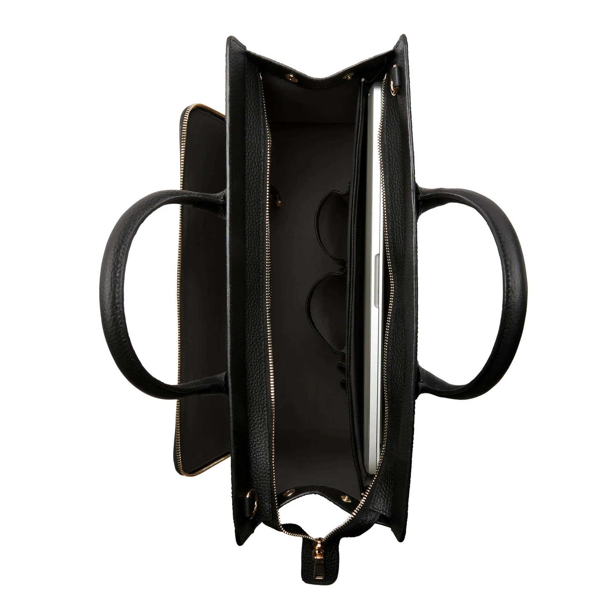 Honoré Nadine black calfskin leather handbag with 16.4 inch laptop pocket - Image 6