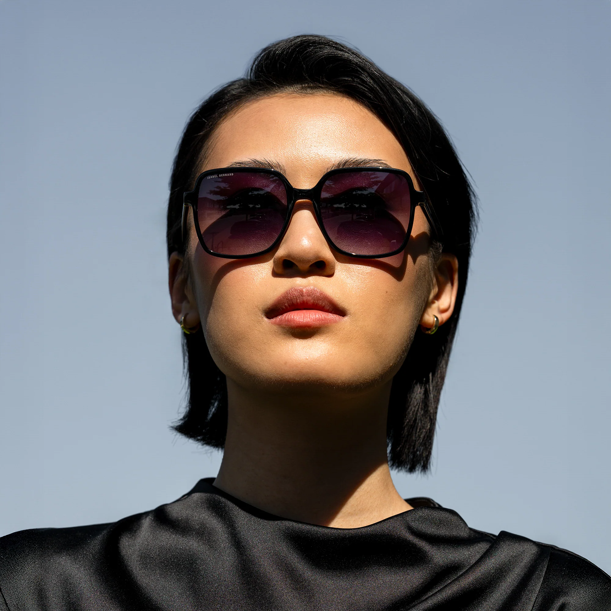 La Villette Rene black square sunglasses with black lenses gradient - Image 3