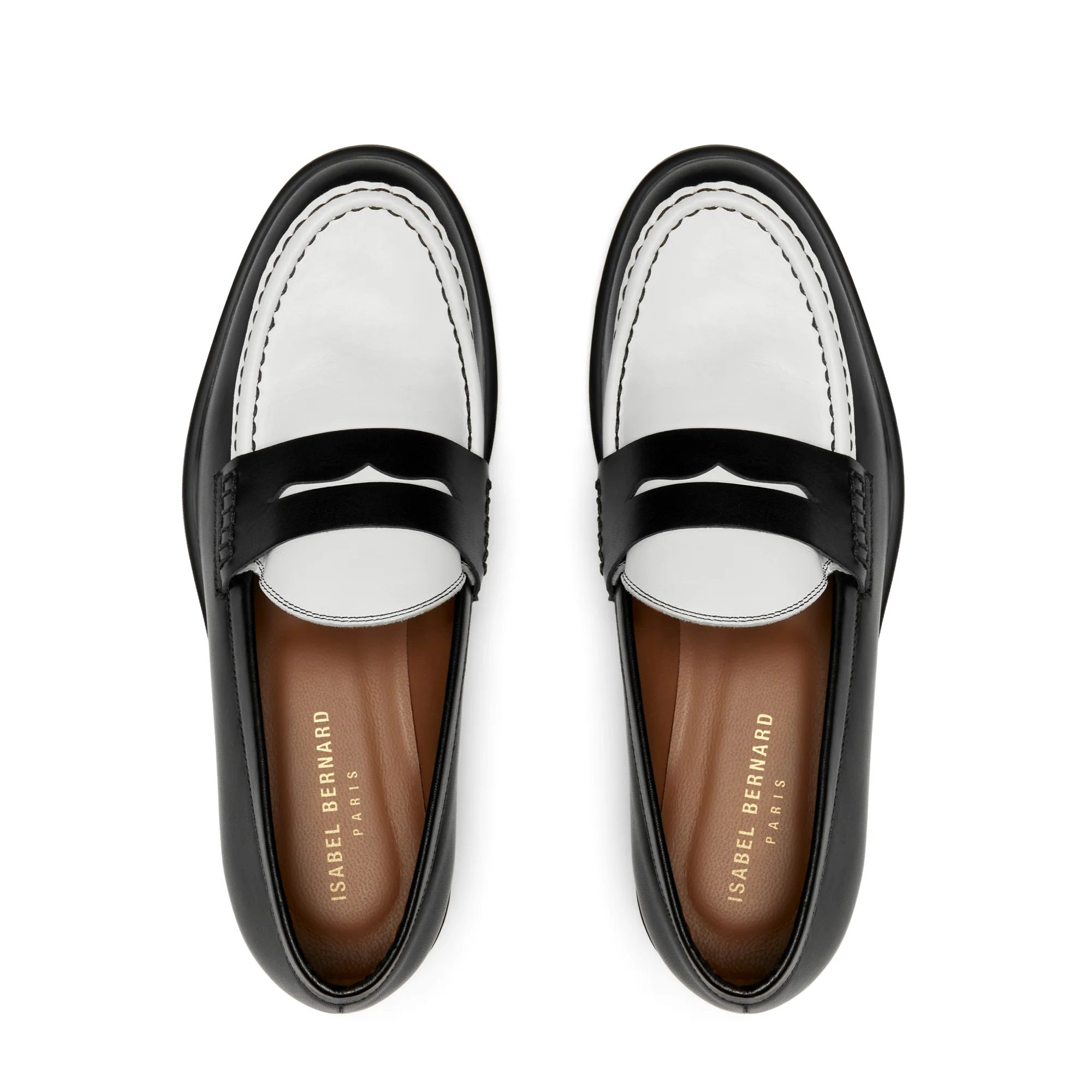 Vendôme Blandine black and white calfskin leather loafers - Image 10