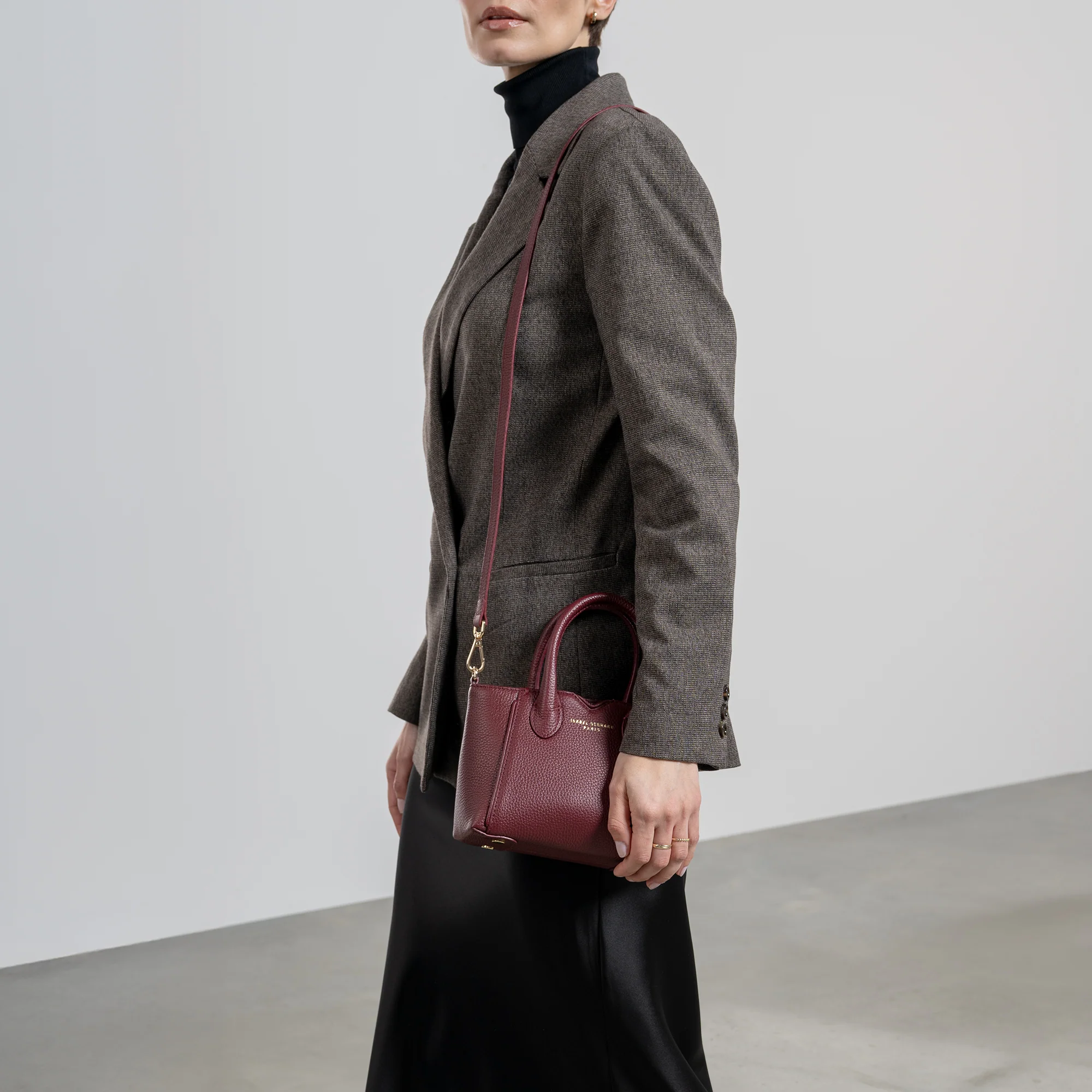 Honoré Cloe Mini bordeaux red calfskin leather handbag - Image 2
