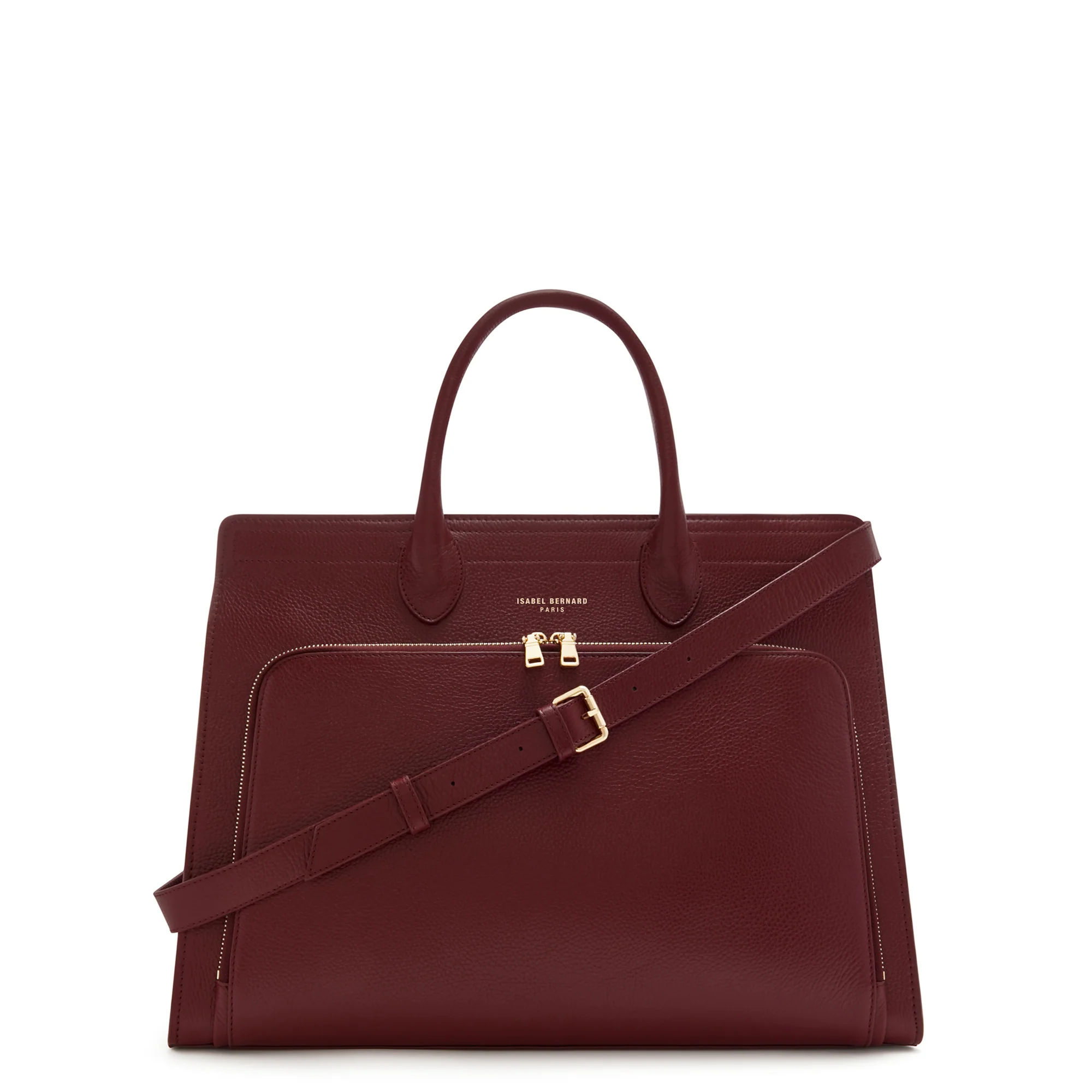 Honoré Nadine bordeaux red calfskin leather handbag with 16.4 inch laptop pocket